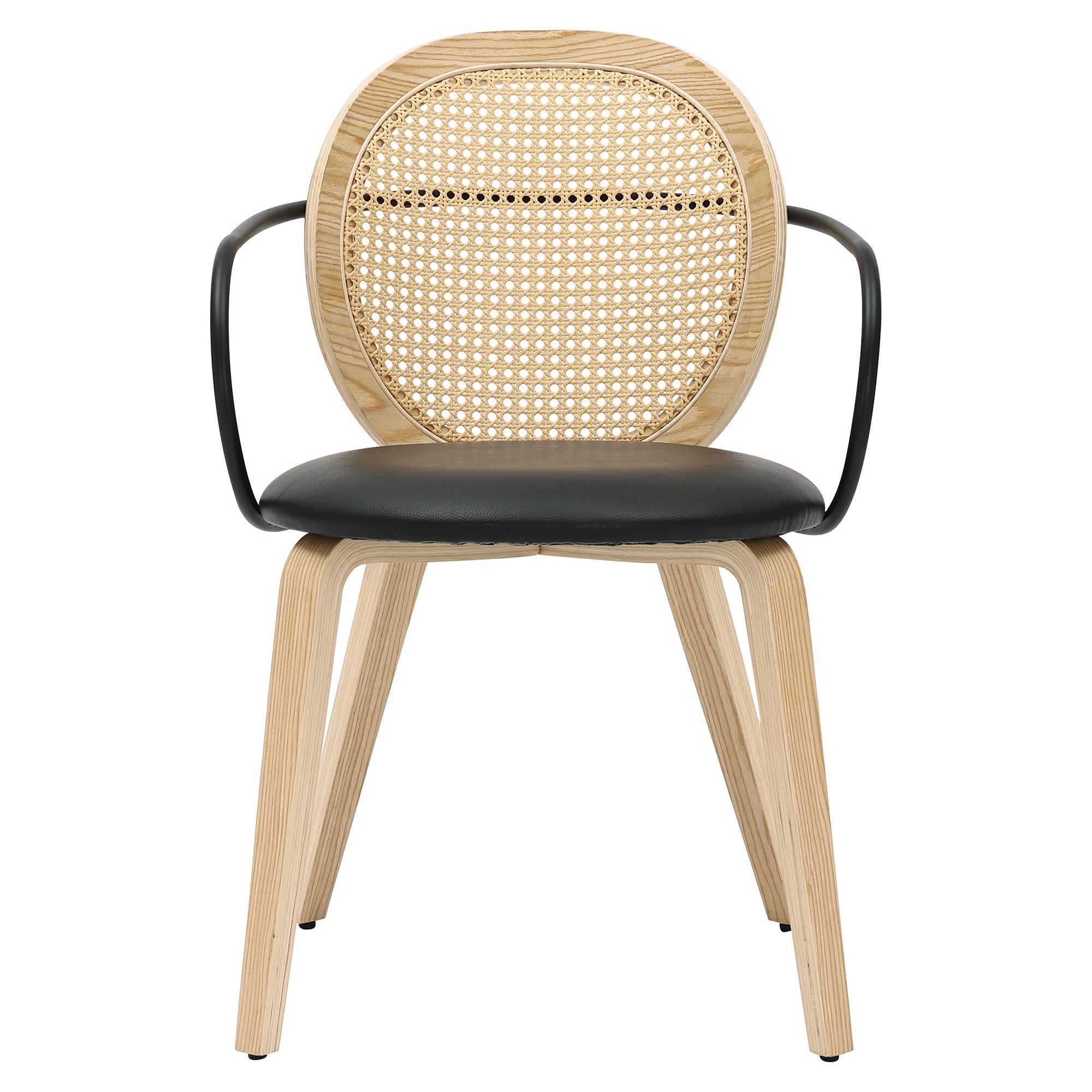 Orias Dining Chair - Light Oak with Black Faux Leather Seat-DECOROLALA