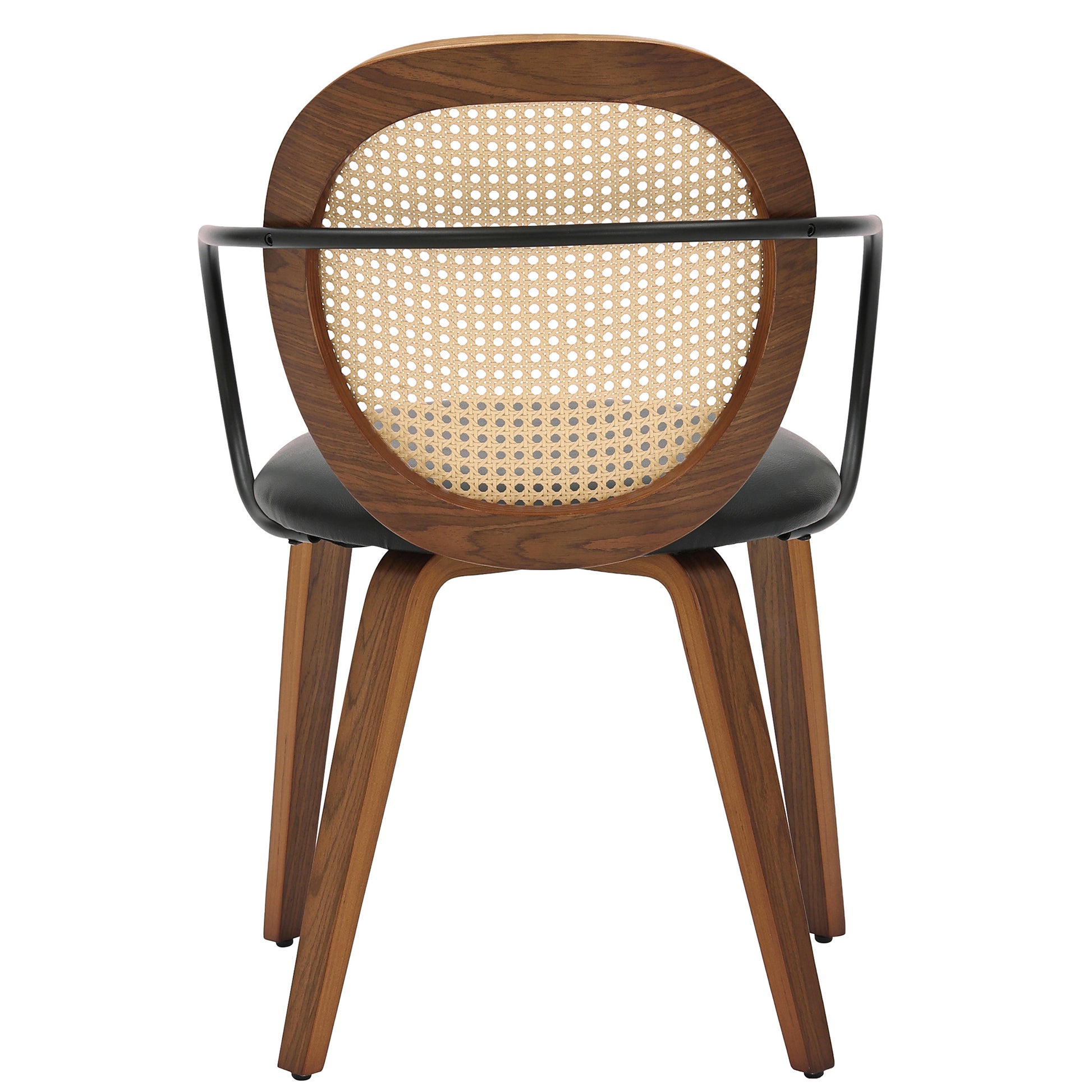 Orias Dining Chair - Walnut Bentwood with Black Faux Leather-DECOROLALA