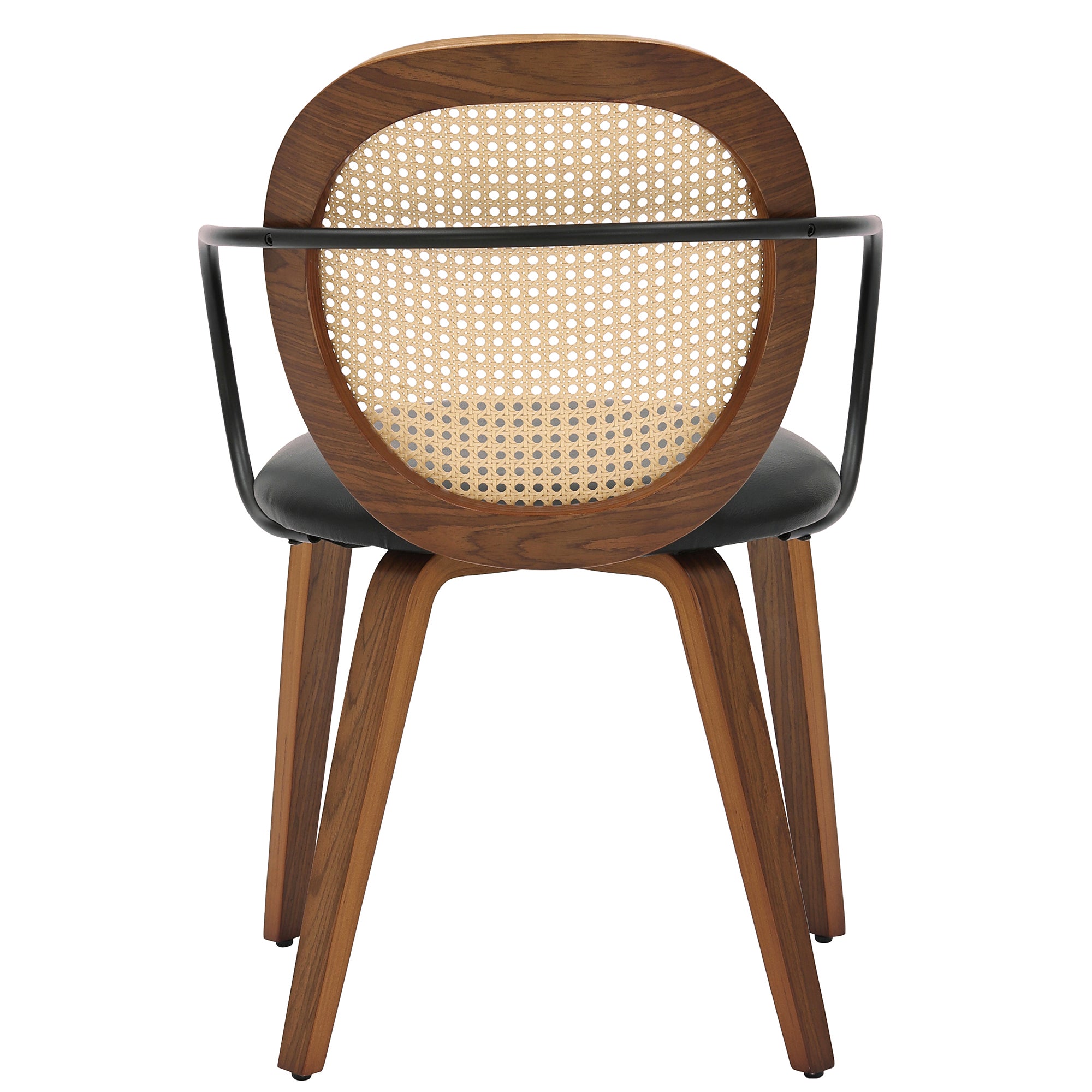 Orias Dining Chair - Walnut Bentwood with Black Faux Leather-DECOROLALA