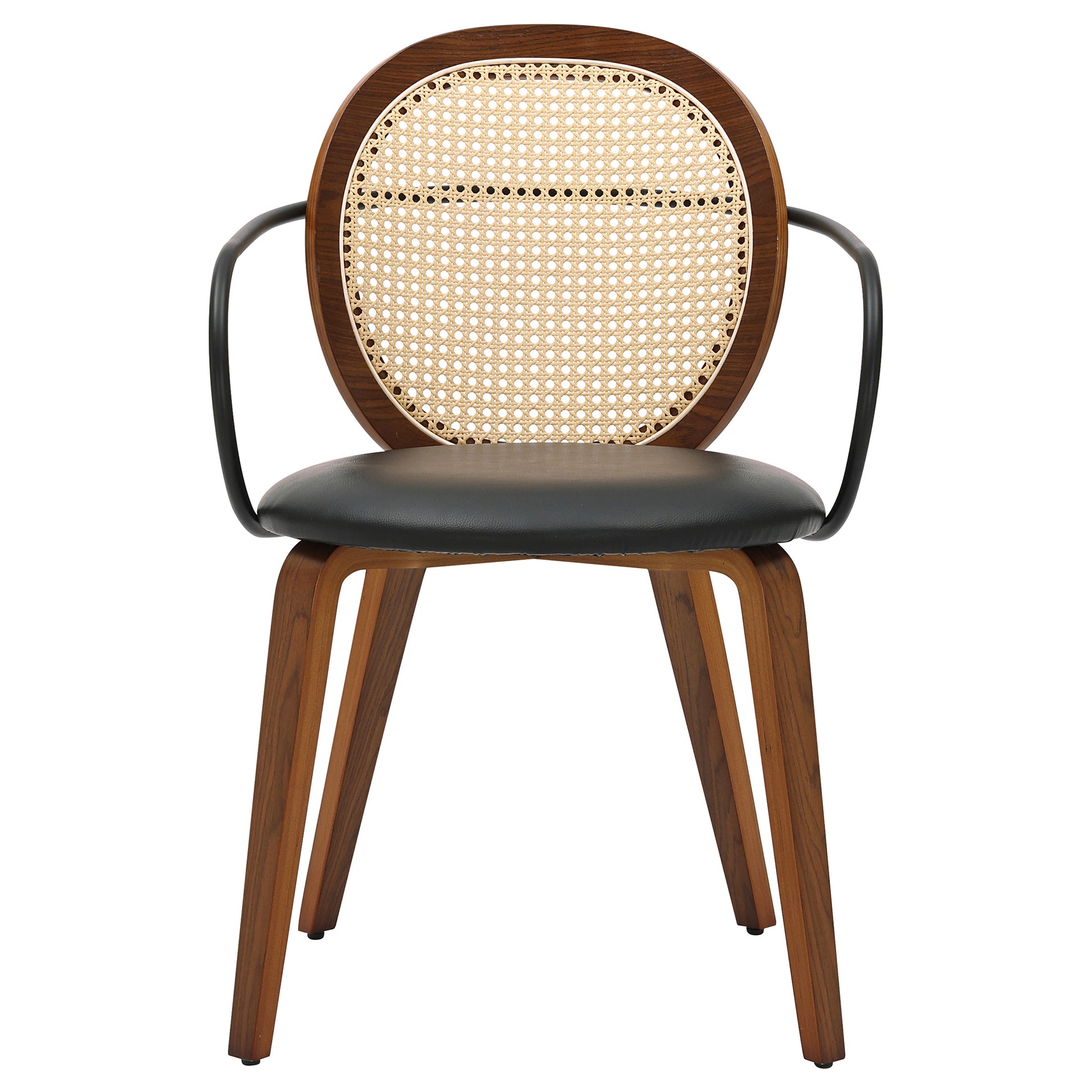 Orias Dining Chair - Walnut Bentwood with Black Faux Leather-DECOROLALA