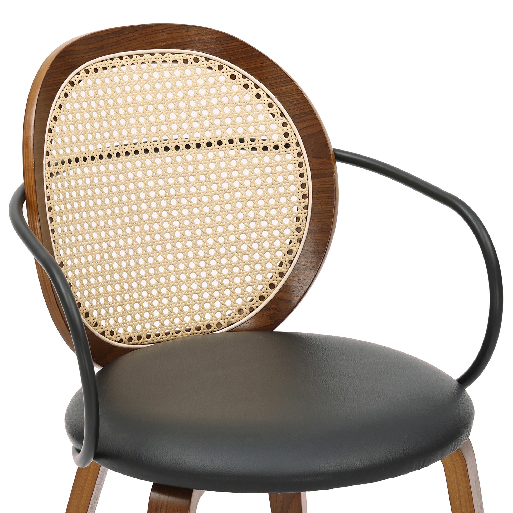 Orias Dining Chair - Walnut Bentwood with Black Faux Leather-DECOROLALA