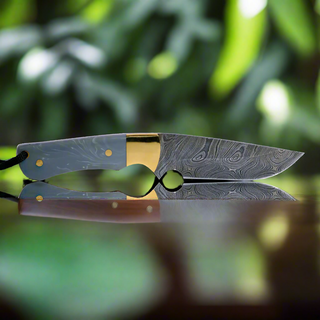 Original Kaito Damascus Steel Skinner Knife 4 inch blade with Premium Leather Sheath-Skinner Knife-DECOROLALA