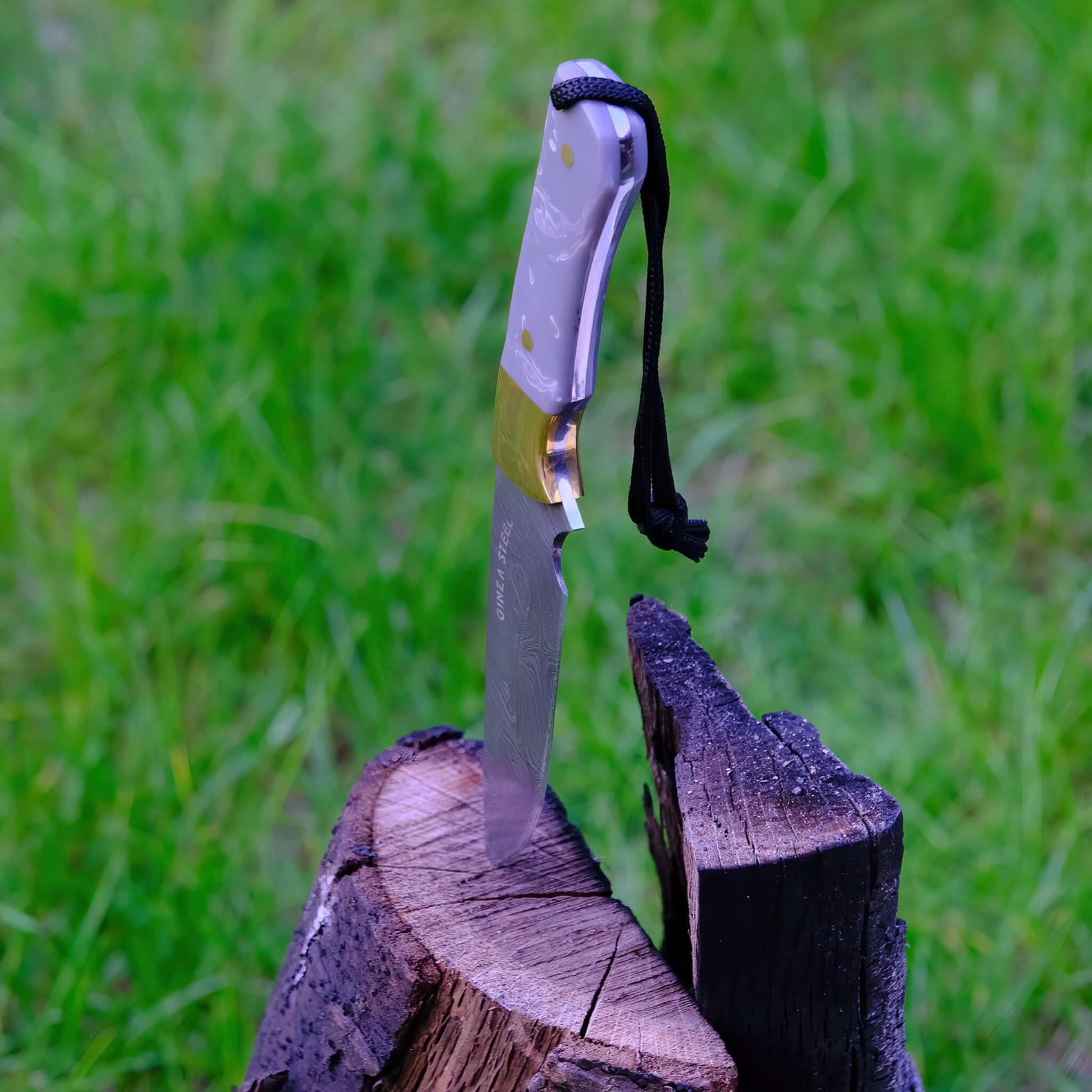 Original Kaito Damascus Steel Skinner Knife 4 inch blade with Premium Leather Sheath-Skinner Knife-DECOROLALA