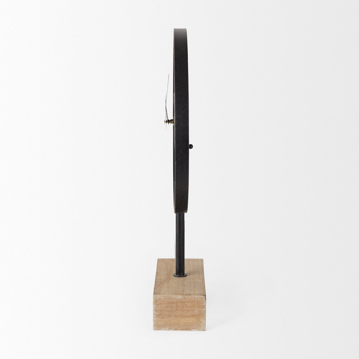 Oris Black Metal/Wood Open Frame Table Clock-Table Clocks-DECOROLALA
