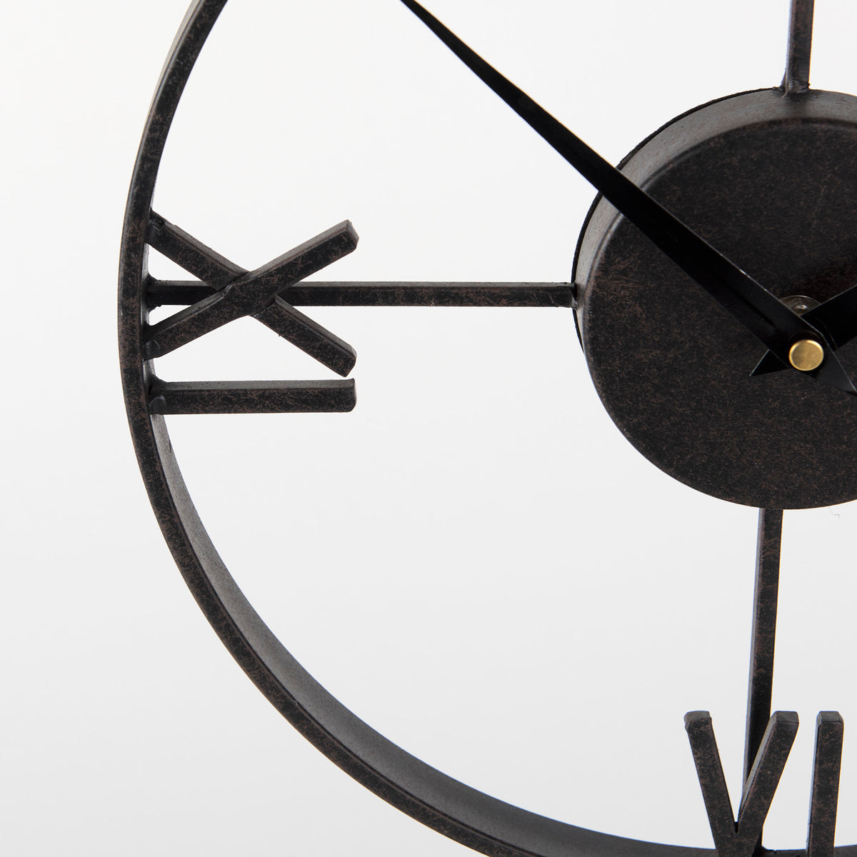 Oris Black Metal/Wood Open Frame Table Clock-Table Clocks-DECOROLALA