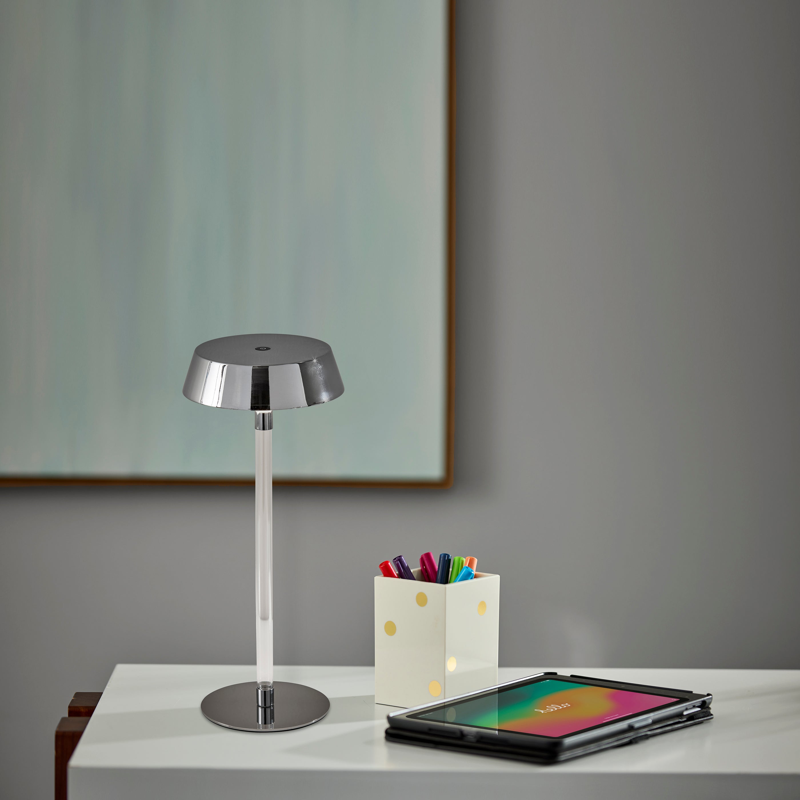 Orla LED Table Lamp Chrome 14.5" Dimmable-Lighting-DECOROLALA