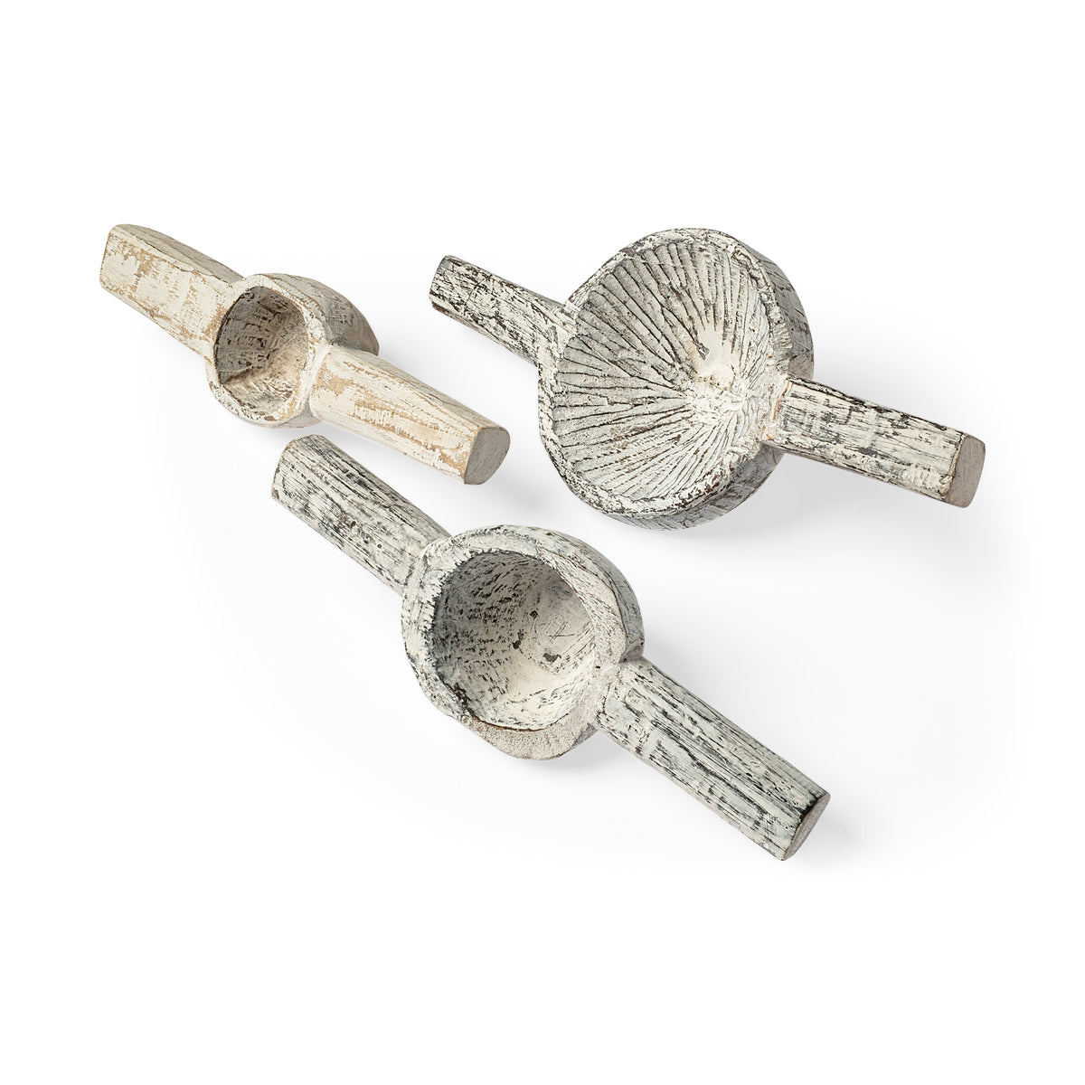 Oro Set of 3 White Tribal Inspired Decorative Measuring Cups-Decorative Objects-DECOROLALA