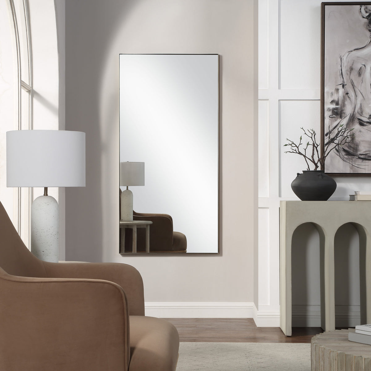 Orrin 60" H x 30" W Wall Mirror, Yellow-Mirrors-DECOROLALA