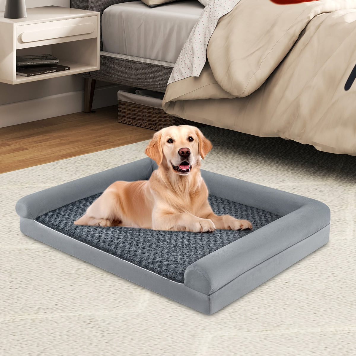 Orthopedic Foam Dog Bed Large Dog Sofa Couch with Removable Cover-L-Dog Kennels-DECOROLALA