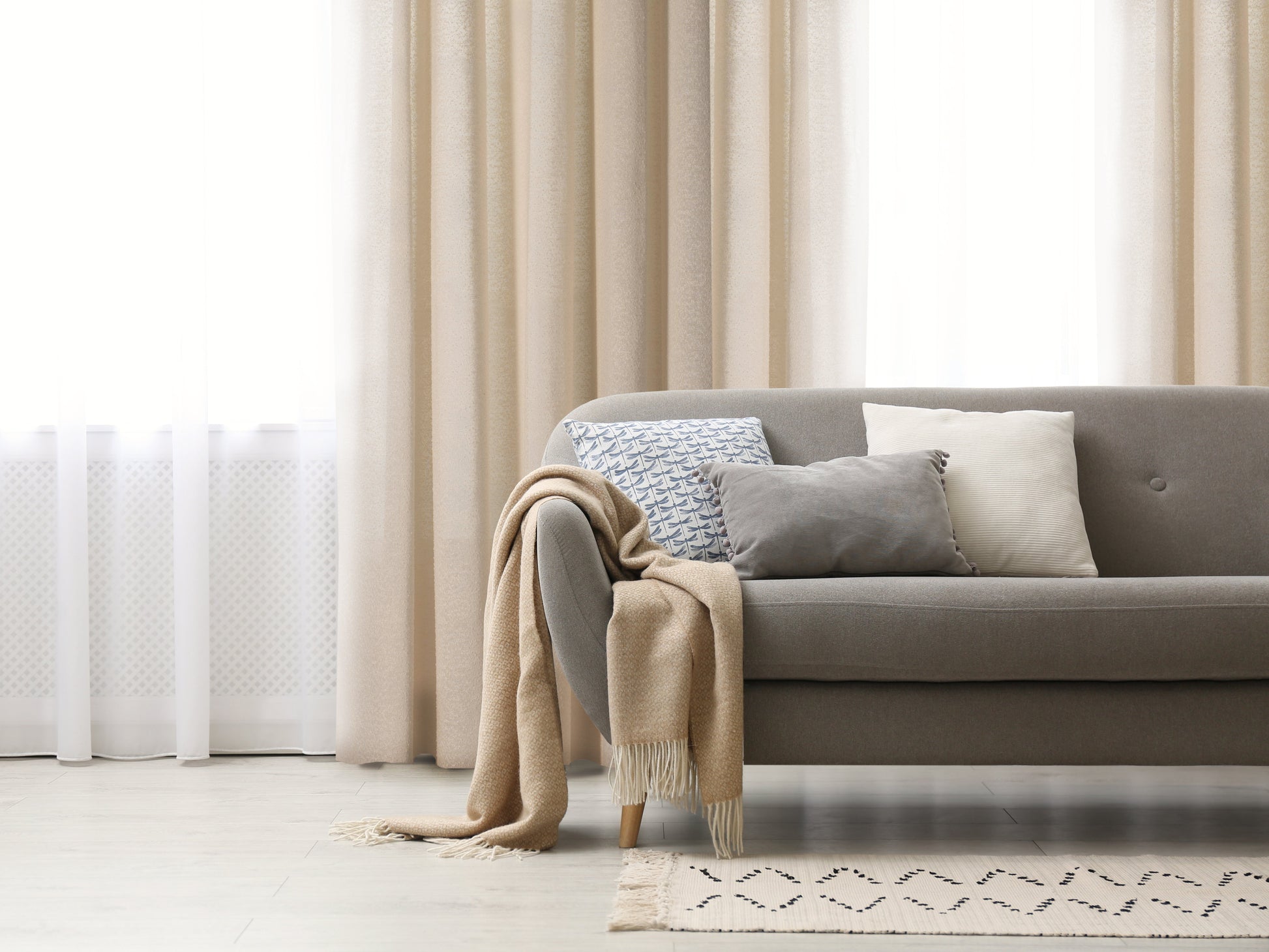 Ortona Boucle Sytle Heavy Semi Sheer Grommet Curtain 80" x95"-Curtains-DECOROLALA