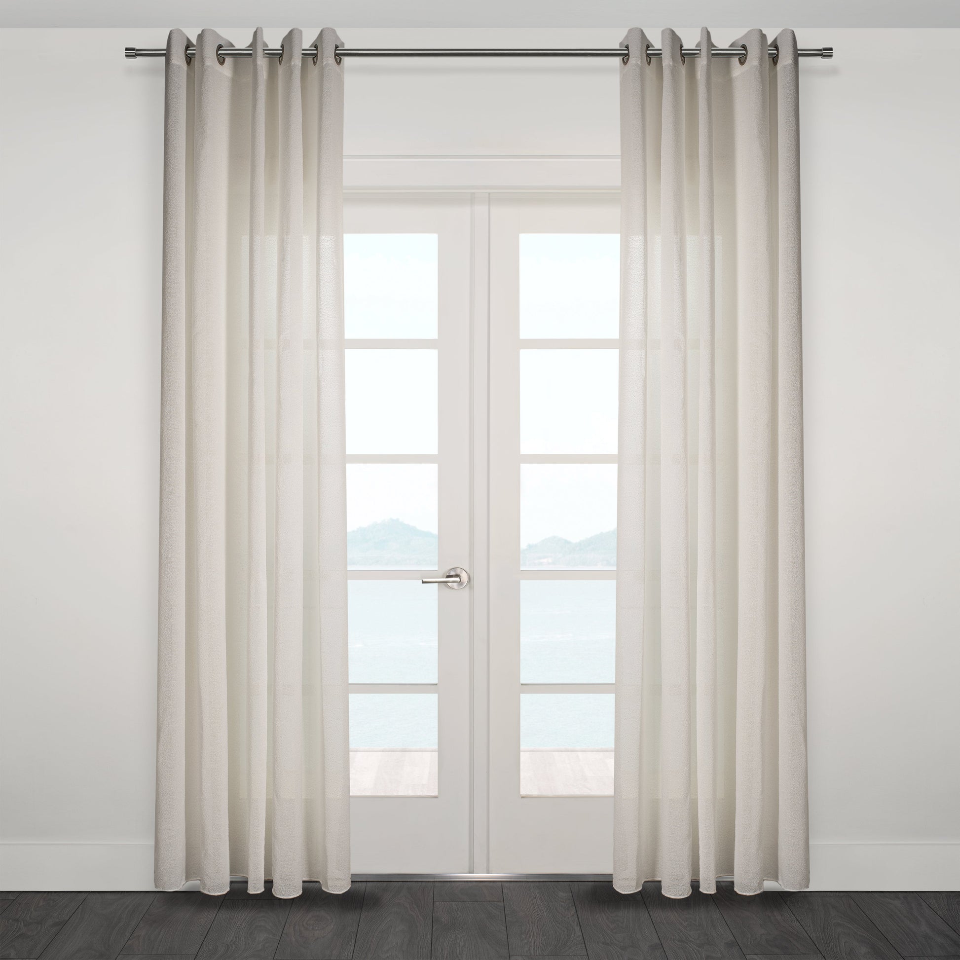 Ortona Boucle Sytle Heavy Semi Sheer Grommet Curtain 80" x95"-Curtains-DECOROLALA