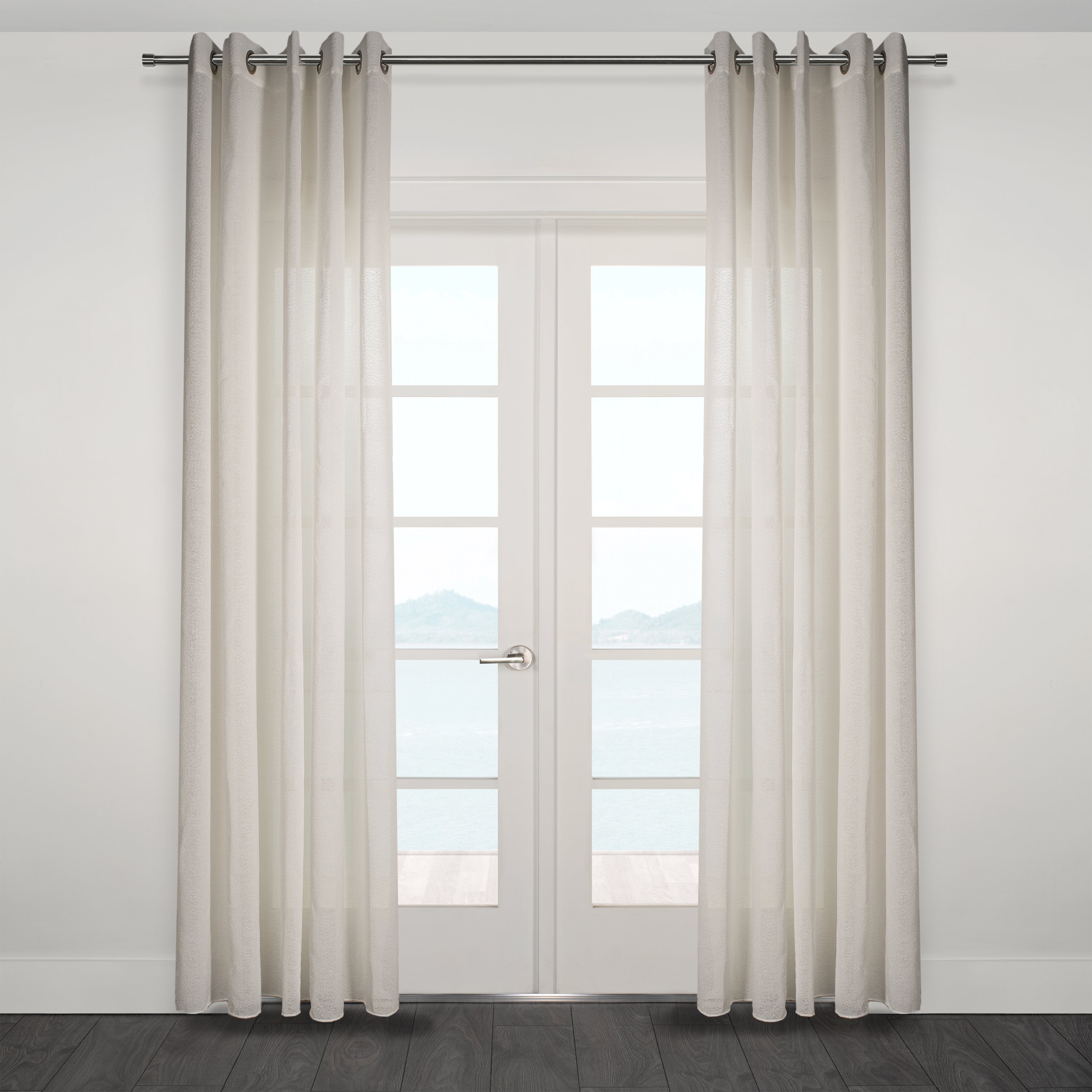 Ortona Boucle Sytle Heavy Semi Sheer Grommet Curtain 80" x95"-Curtains-DECOROLALA