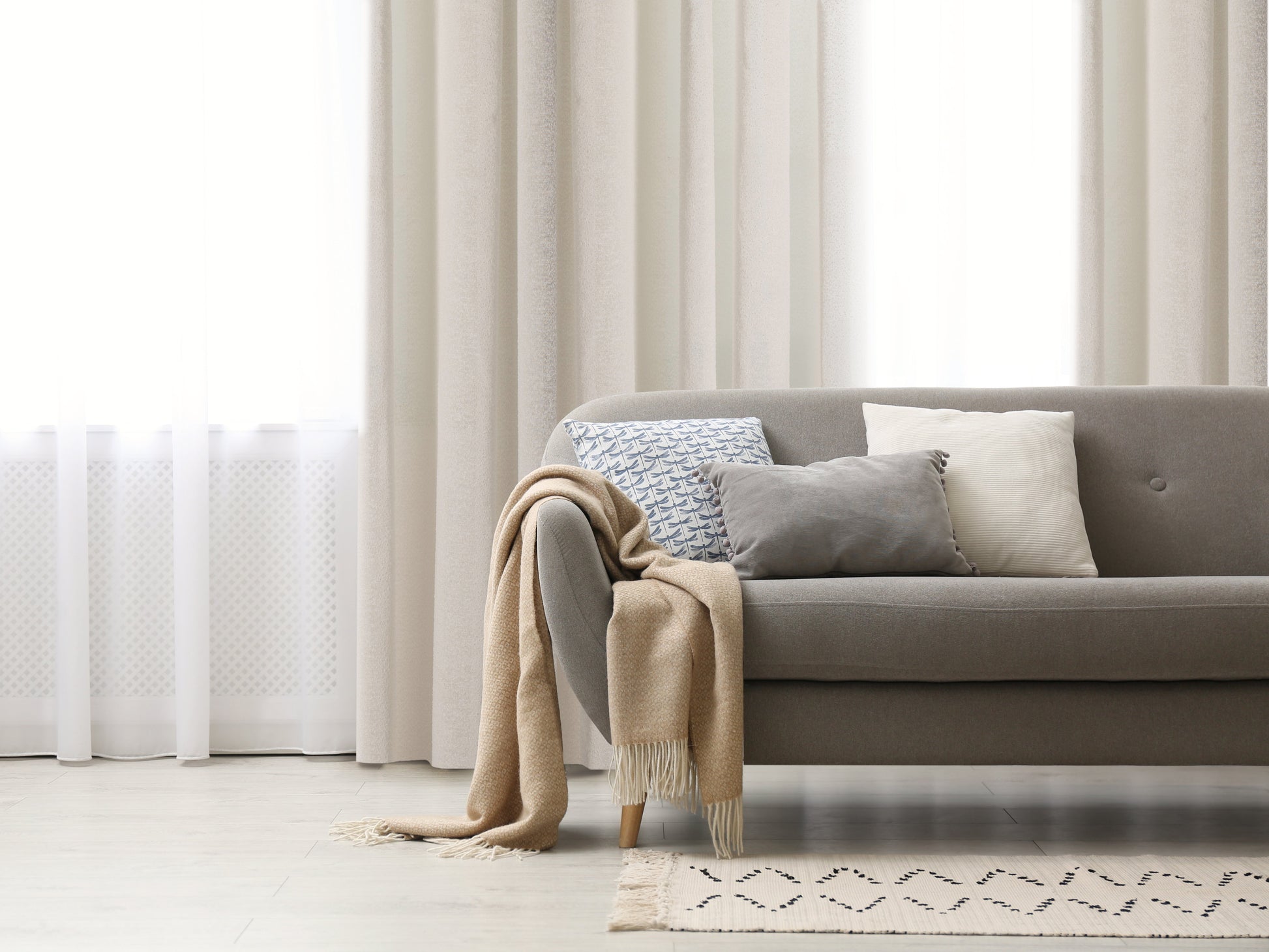 Ortona Boucle Sytle Heavy Semi Sheer Grommet Curtain 80" x95"-Curtains-DECOROLALA