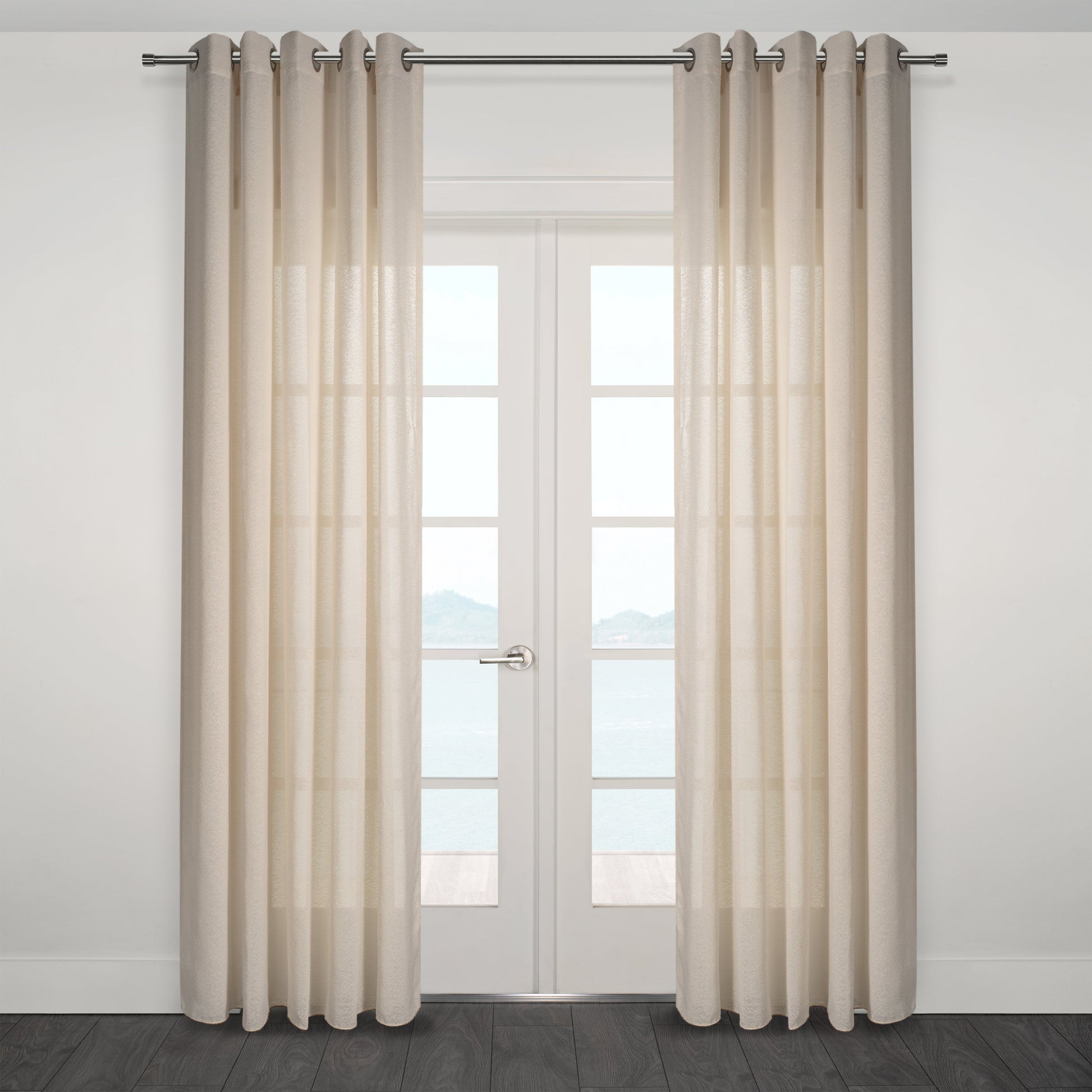 Ortona Boucle Sytle Heavy Semi Sheer Grommet Curtain 80" x95"-Curtains-DECOROLALA