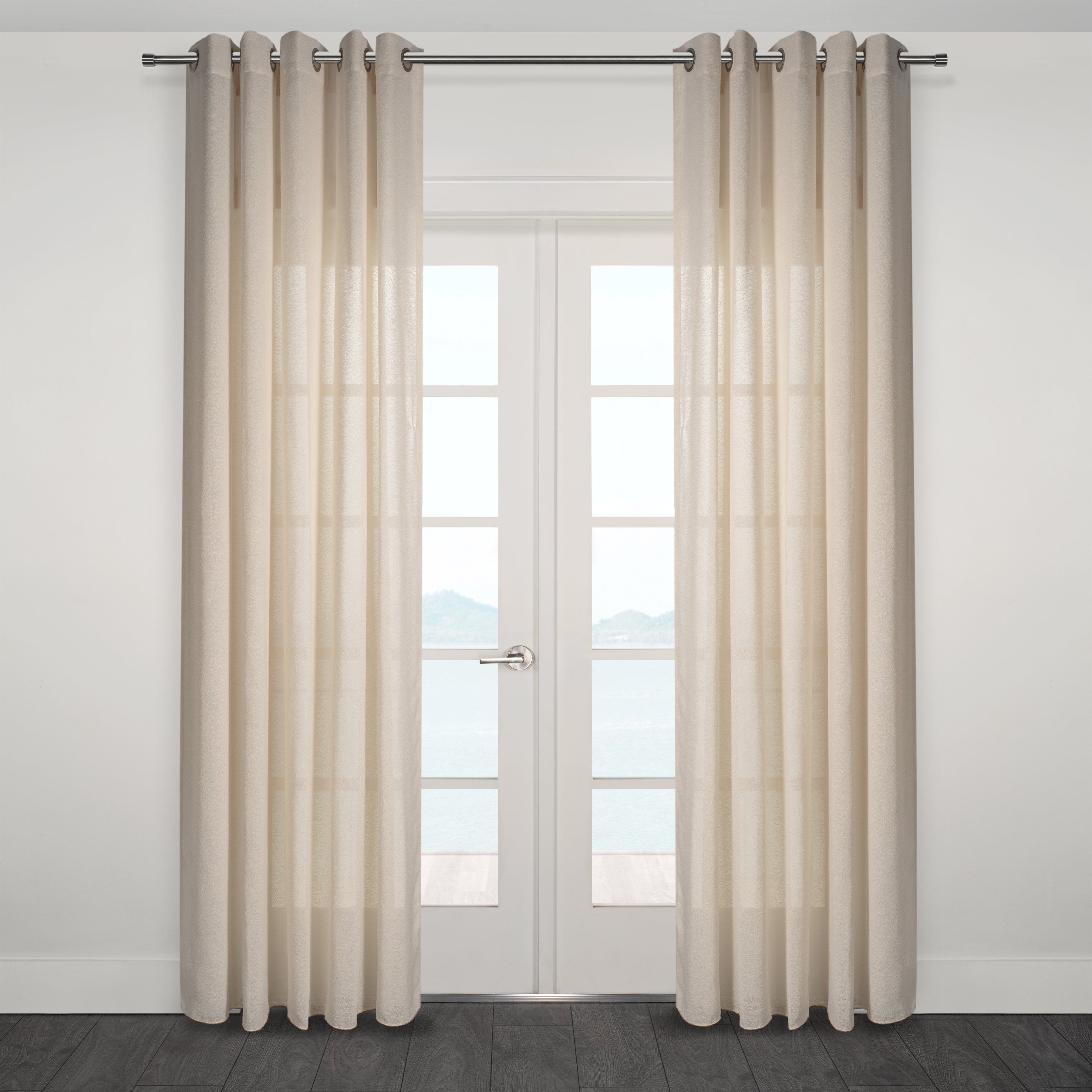 Ortona Boucle Sytle Heavy Semi Sheer Grommet Curtain 80" x95"-Curtains-DECOROLALA