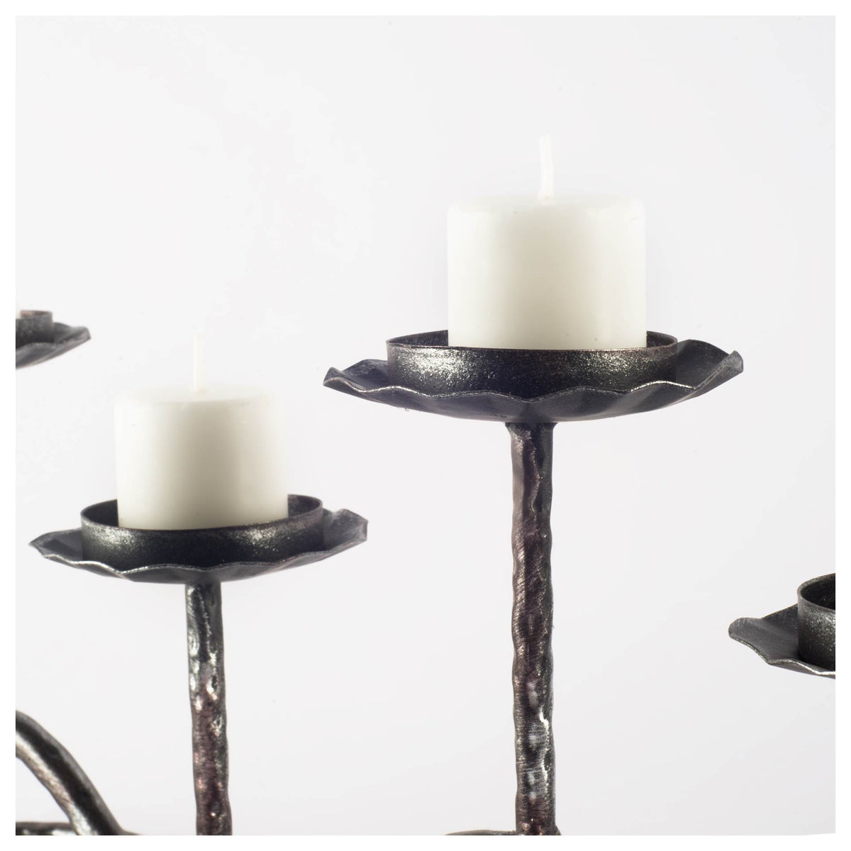 Orville Black Metal Pipe Five Tealight Table Candle Holder-Table Candle Holders-DECOROLALA