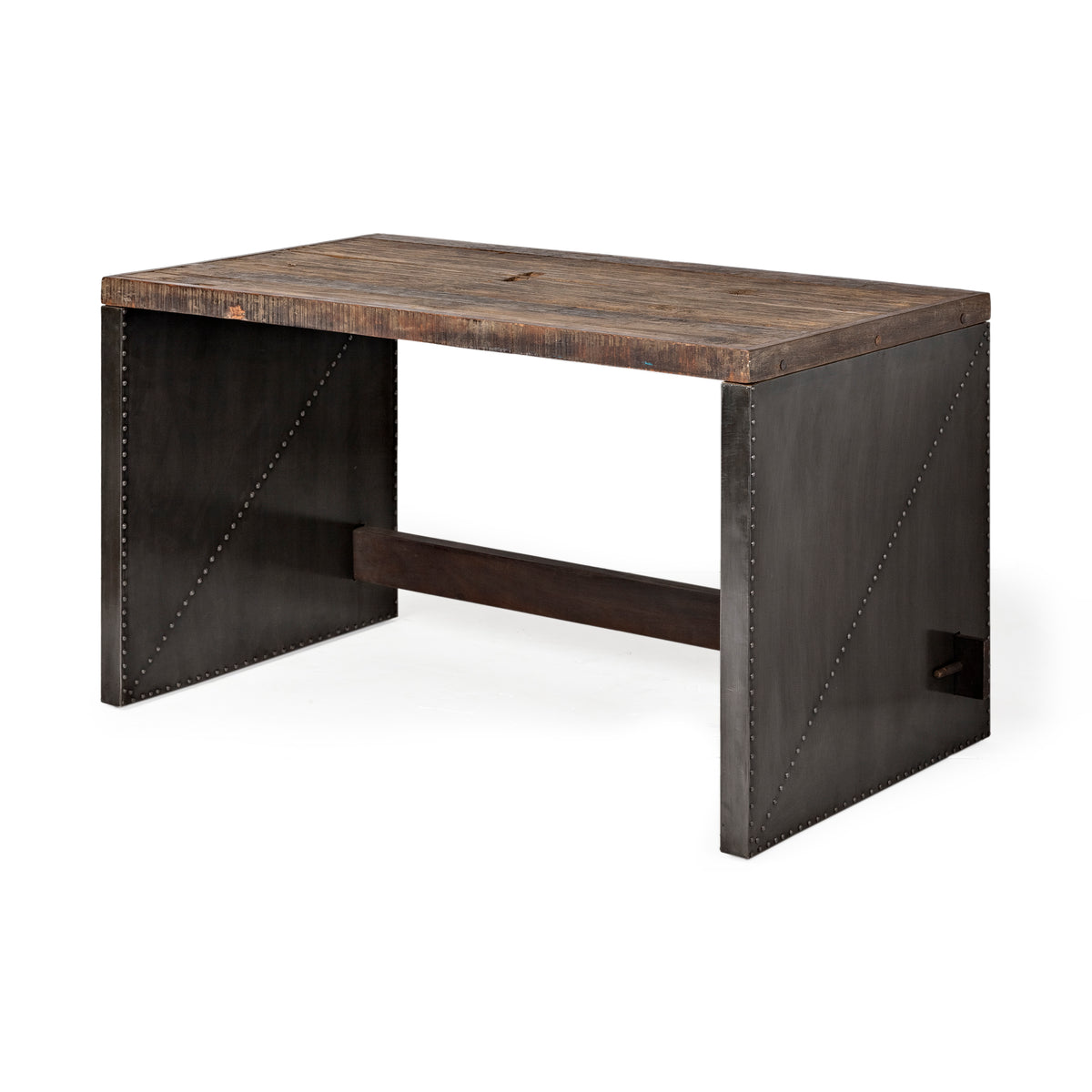 Orwell 52L x 28W Brown Wood Top Metal Cladded Frame Office Desk-Office-DECOROLALA