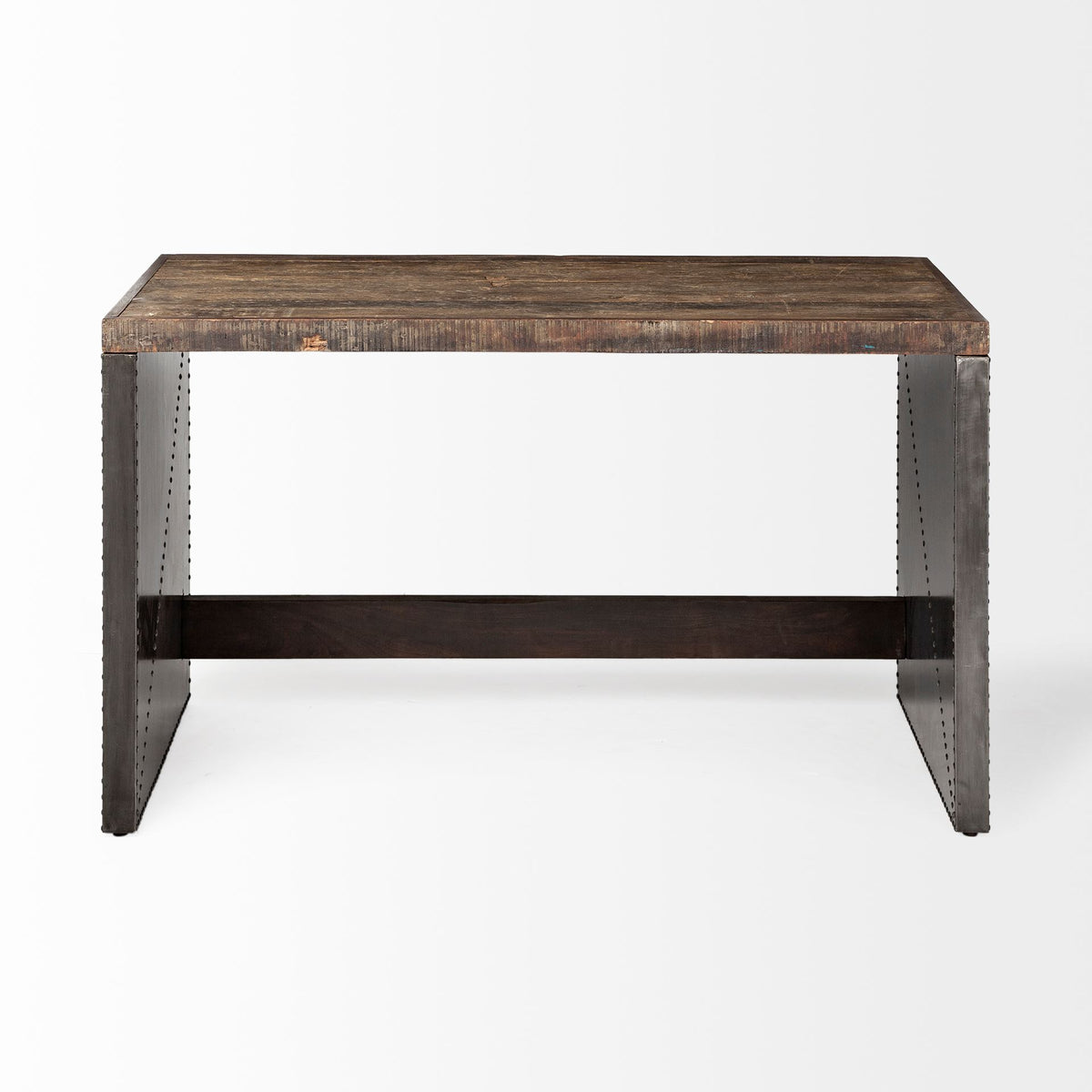 Orwell 52L x 28W Brown Wood Top Metal Cladded Frame Office Desk-Office-DECOROLALA