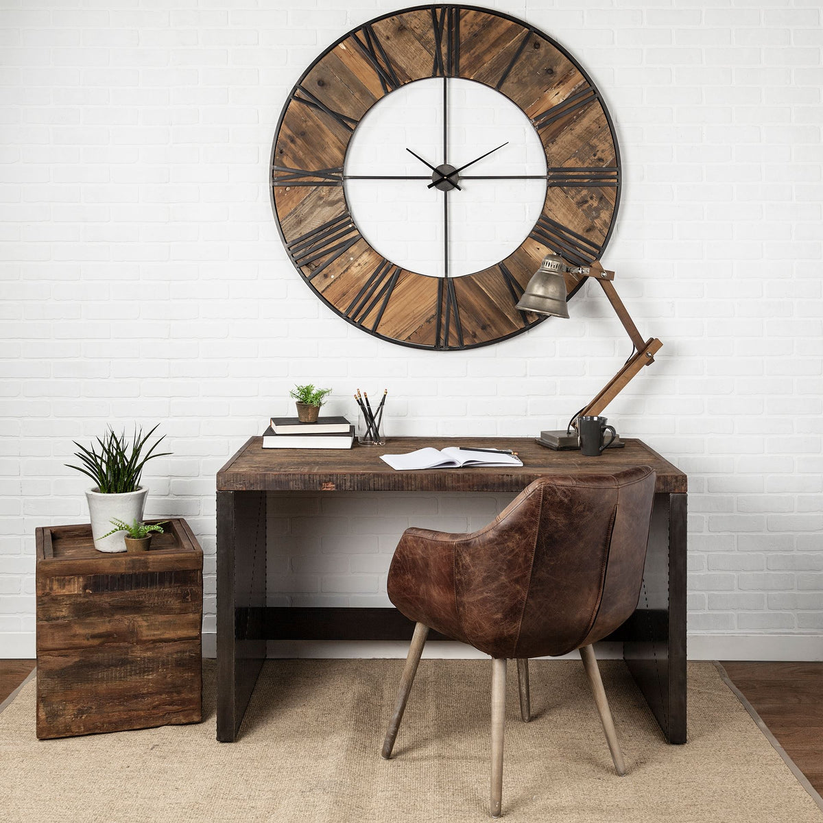 Orwell 52L x 28W Brown Wood Top Metal Cladded Frame Office Desk-Office-DECOROLALA