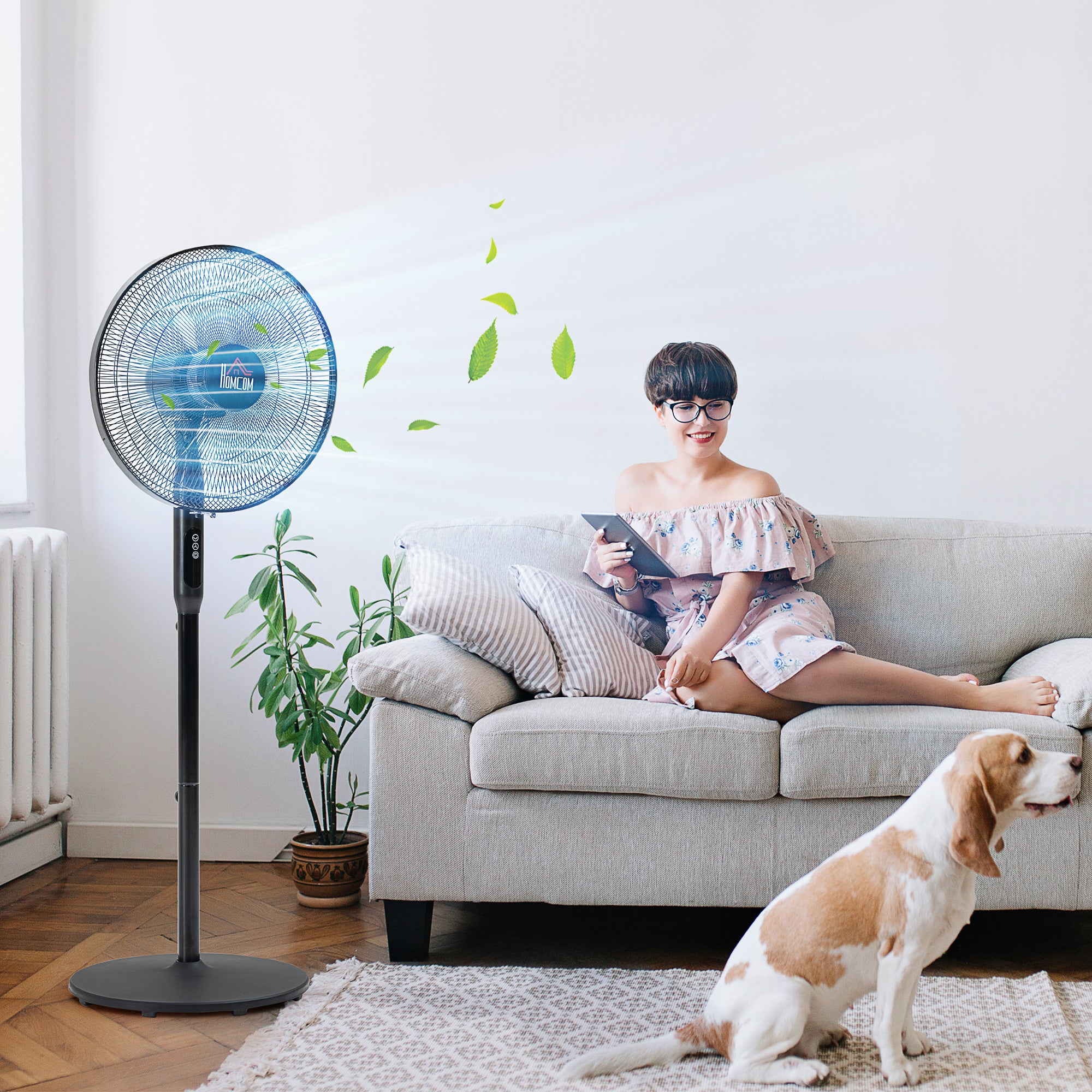 Oscillating Pedestal Fan with Remote - Black 18h Timer-Fans-DECOROLALA