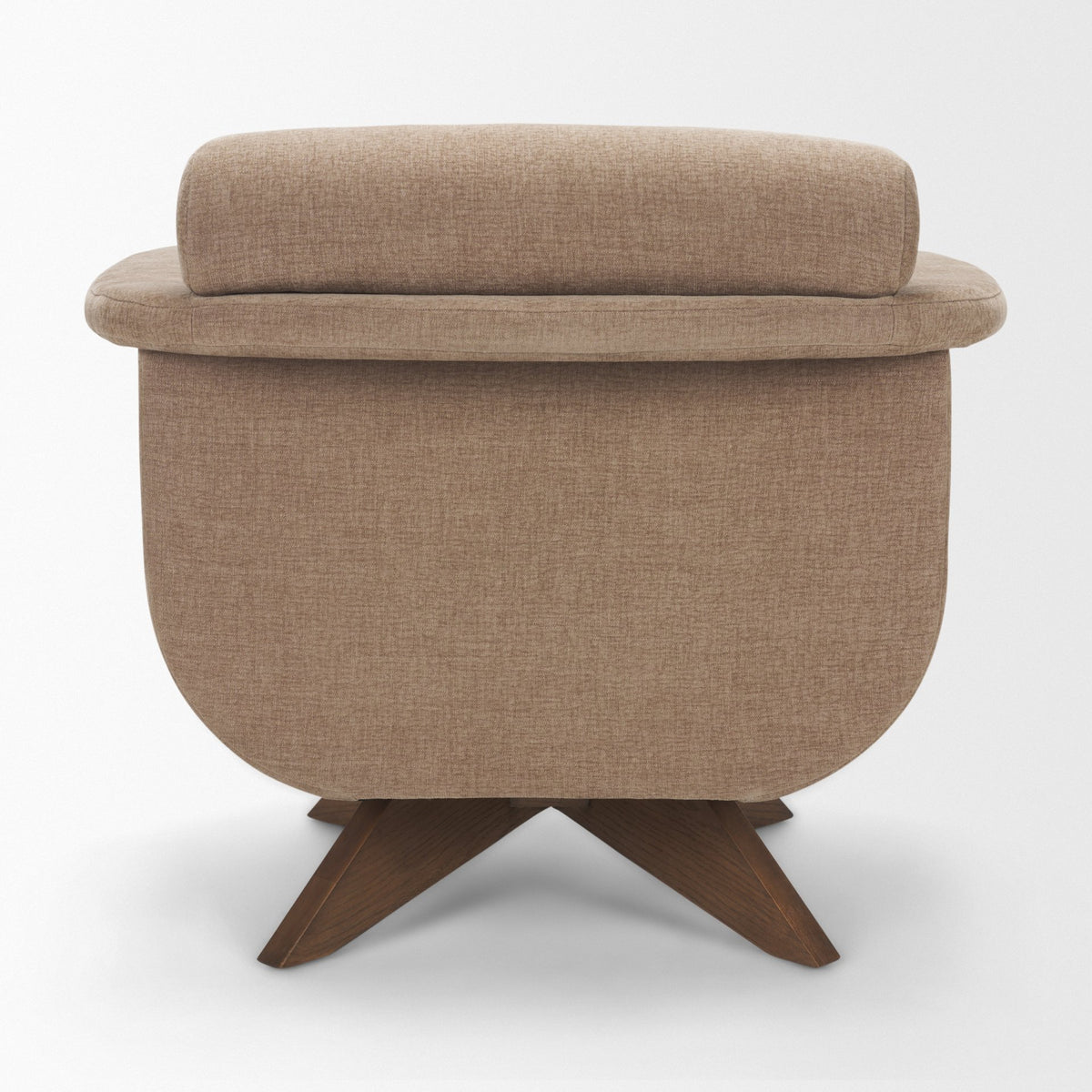 Oskar Chocolate Fabric w/ Brown Wood Base Swivel Accent Chair-Accent Chairs-DECOROLALA
