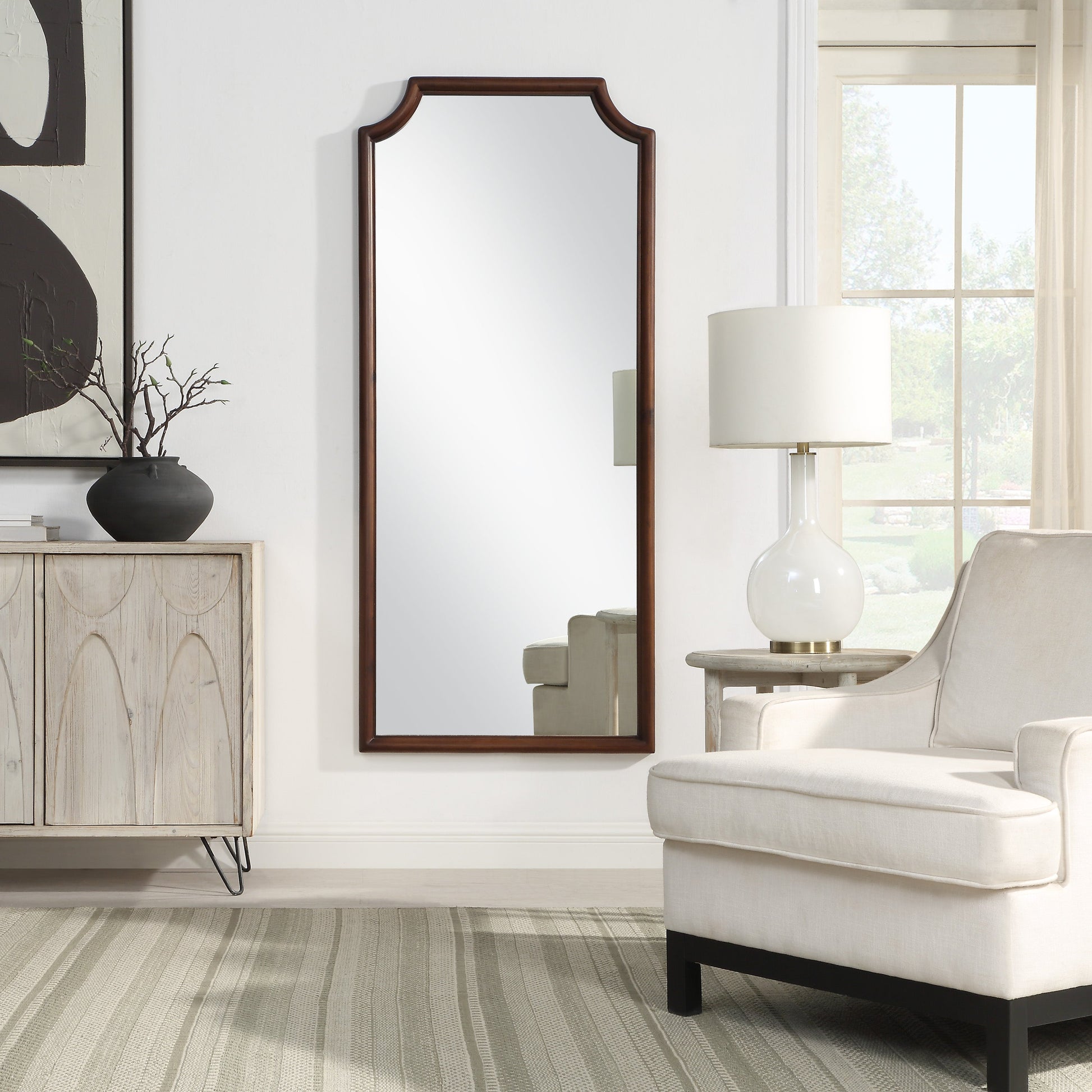 Otara 68" H x 30" W Wall Mirror, Brown-Mirror-DECOROLALA