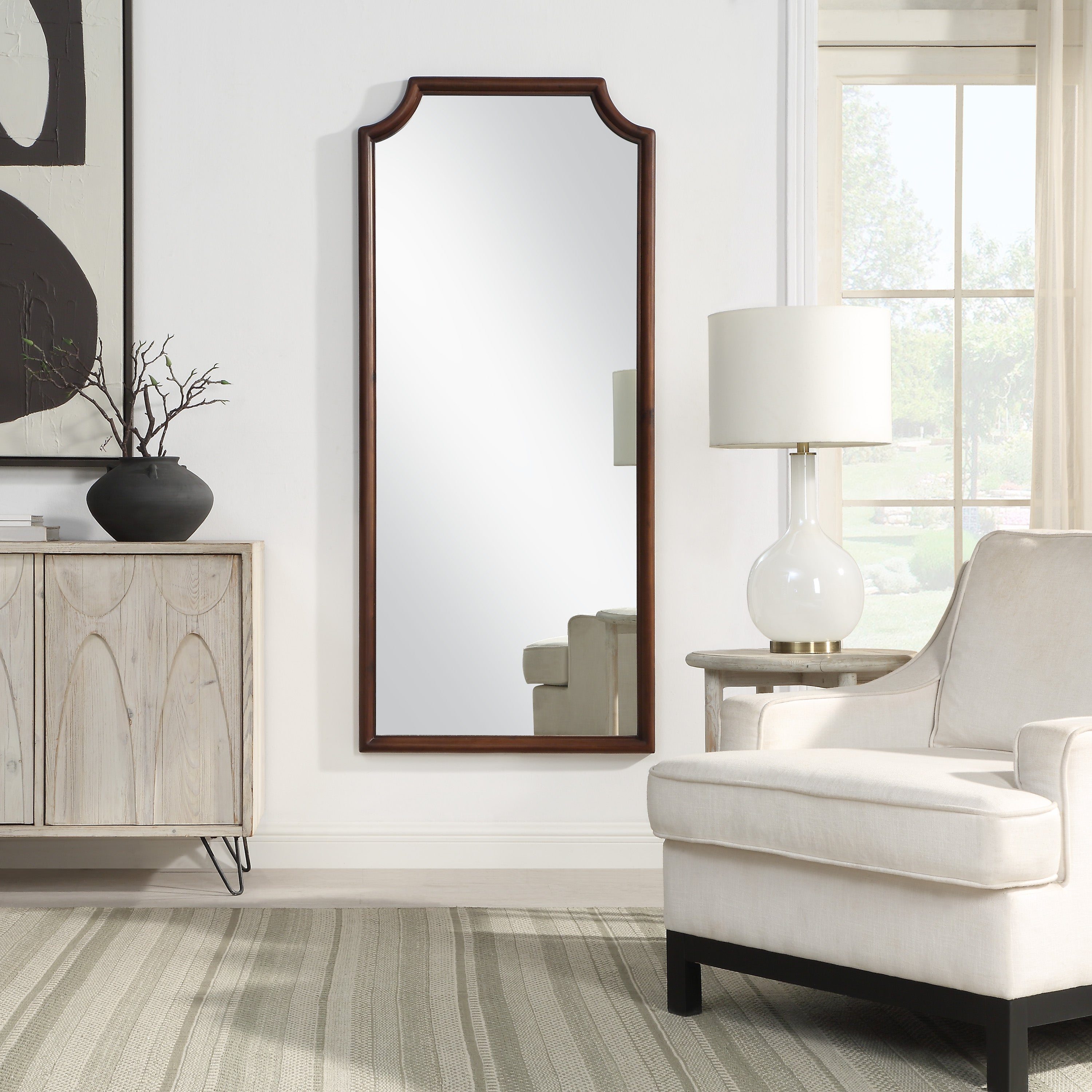 Otara 68" H x 30" W Wall Mirror, Brown-Mirror-DECOROLALA