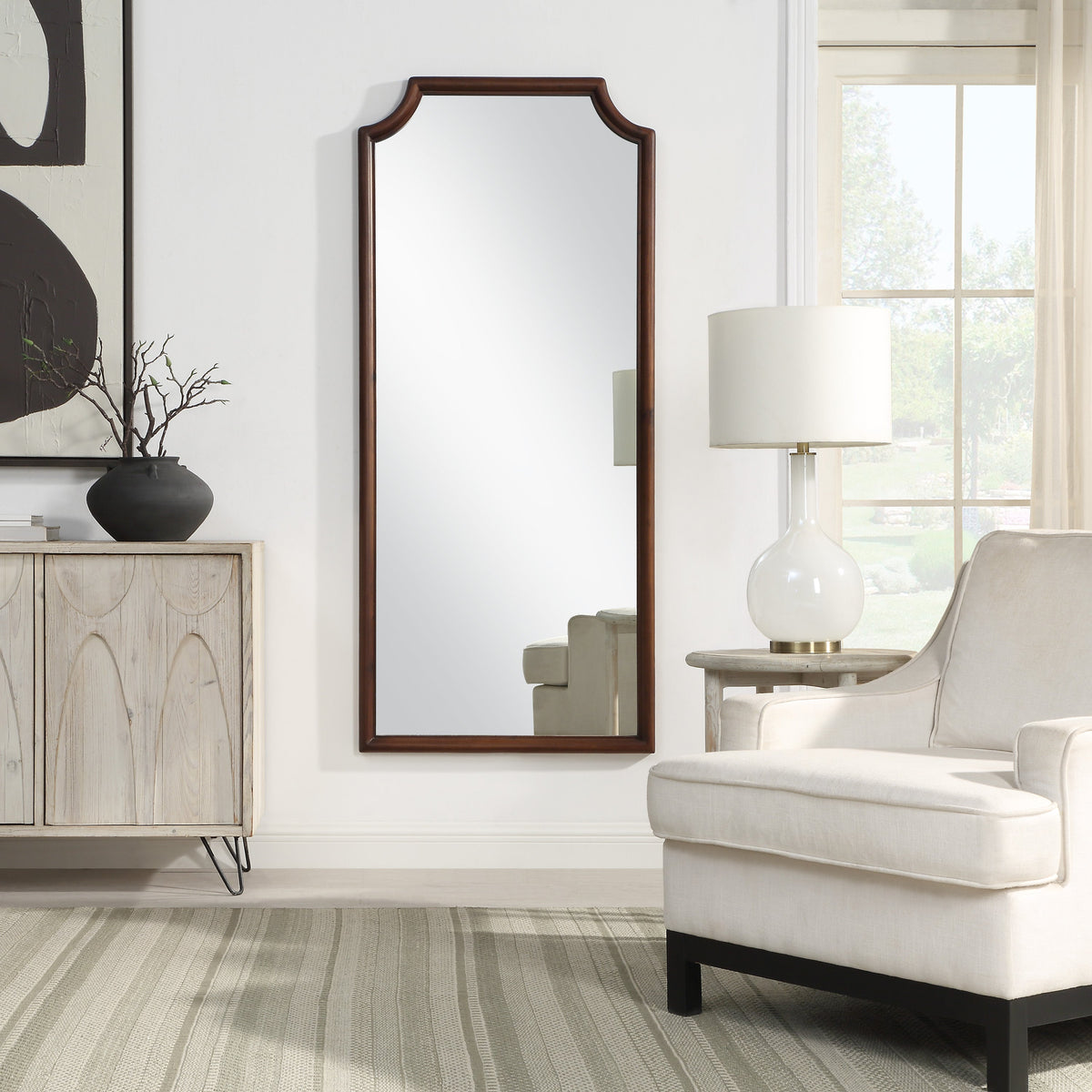 Otara 68" H x 30" W Wall Mirror, Brown-Mirrors-DECOROLALA