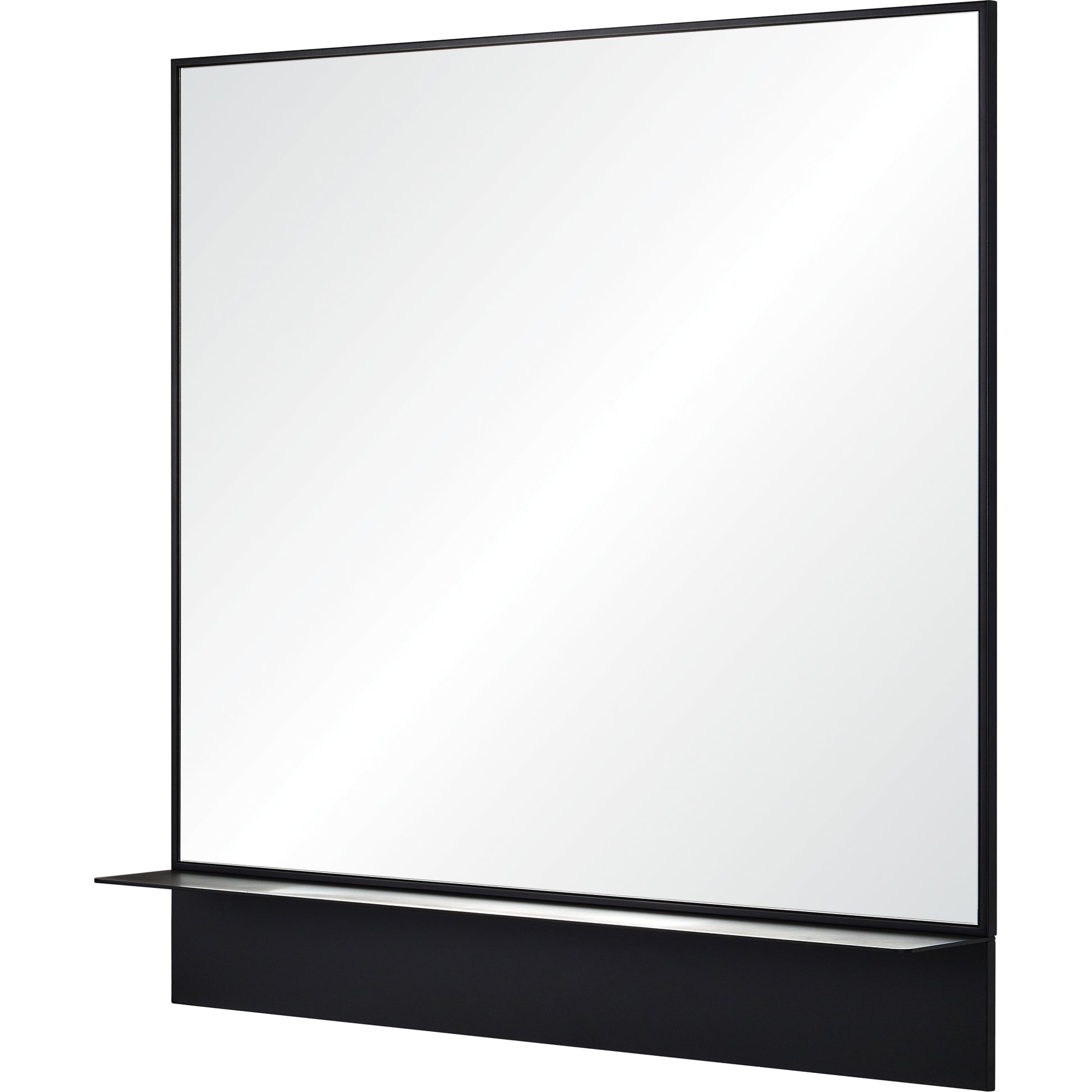 Otavi 35" Tall Square Wall Mirror, Black-Mirror-DECOROLALA