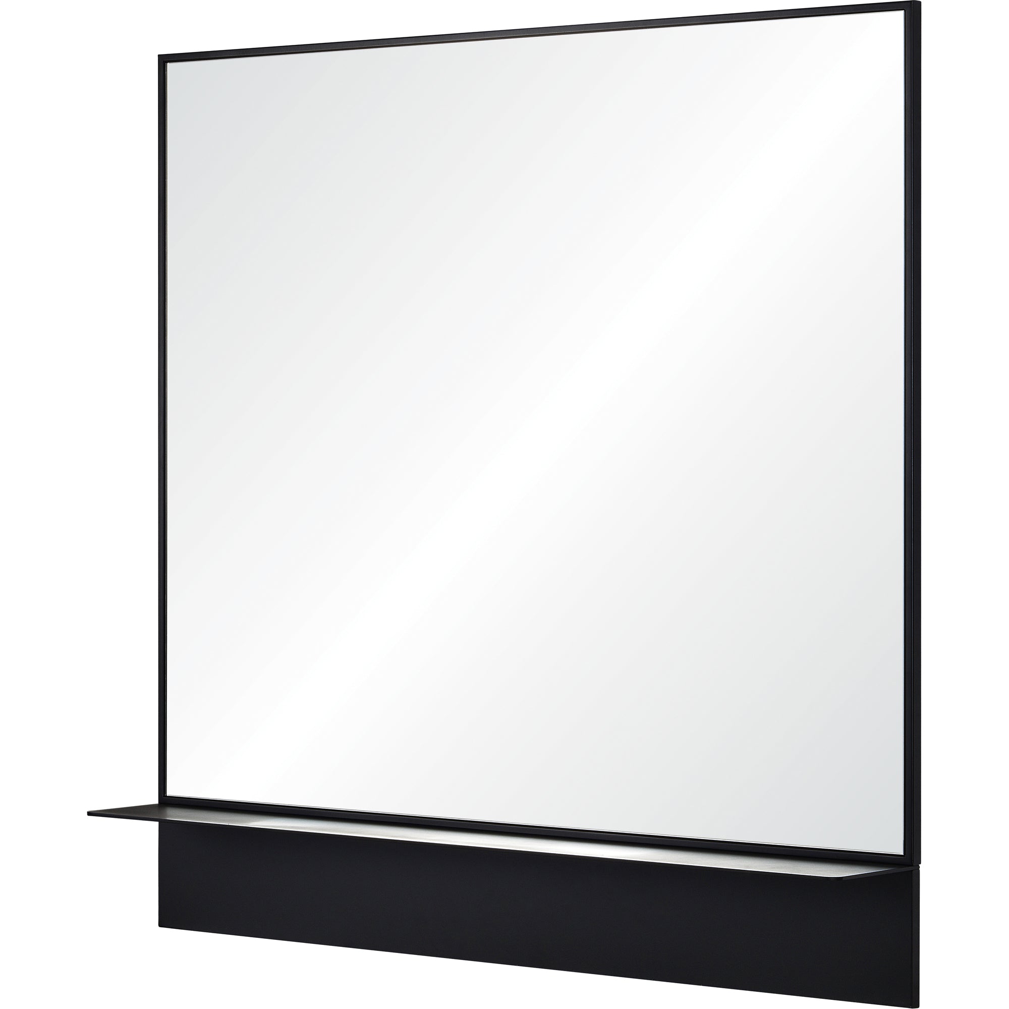 Otavi 35" Tall Square Wall Mirror, Black-Mirror-DECOROLALA