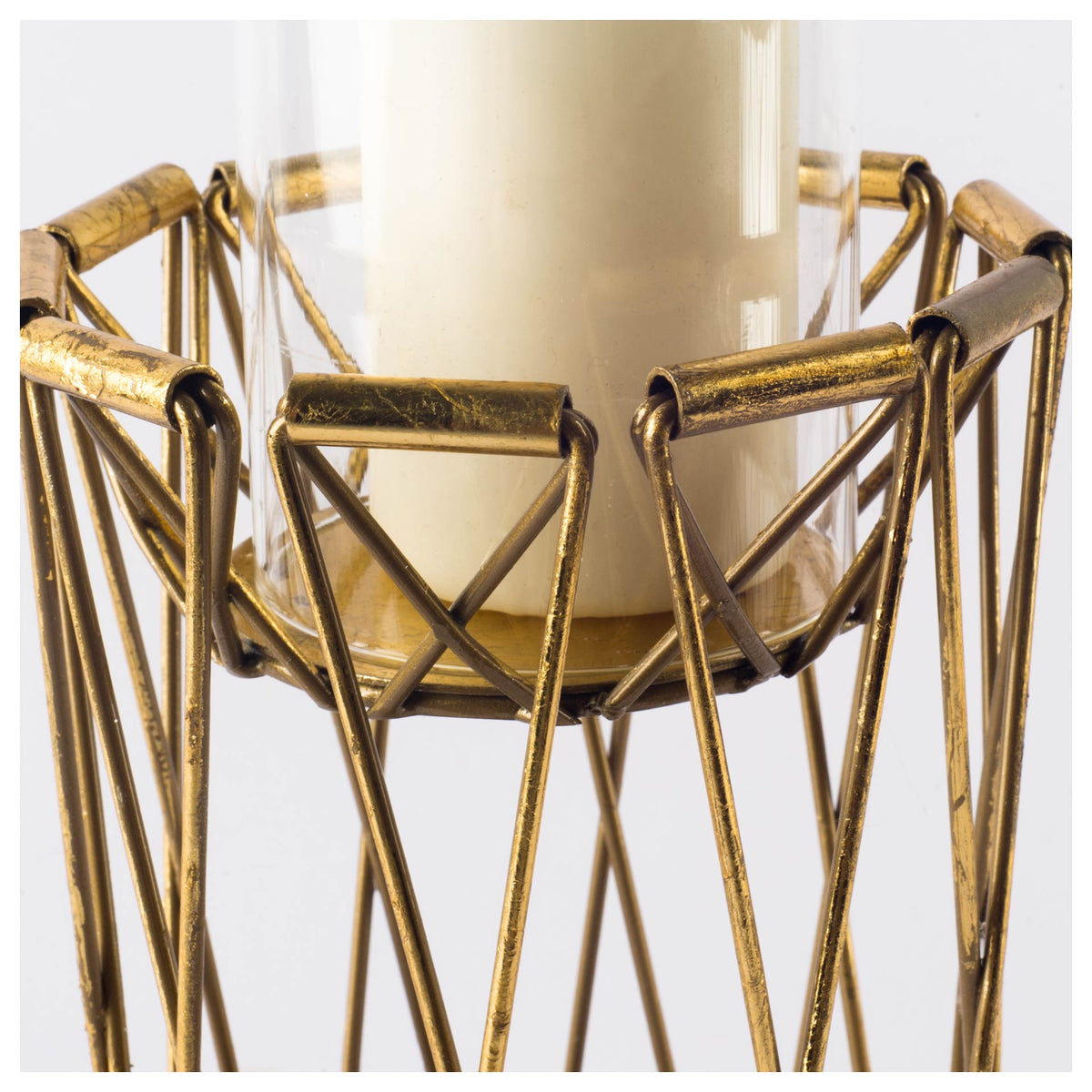 Othello I Tall Antiqued Brass Metal Table Candle Holder-Table Candle Holders-DECOROLALA