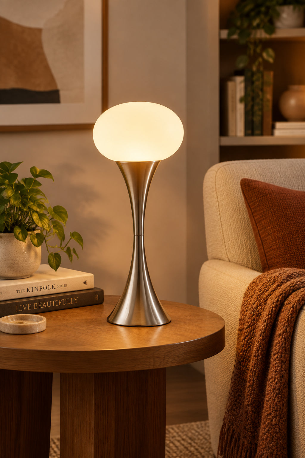 Otis Table Lamp 19" Brushed Steel Touch Switch-Lighting-DECOROLALA