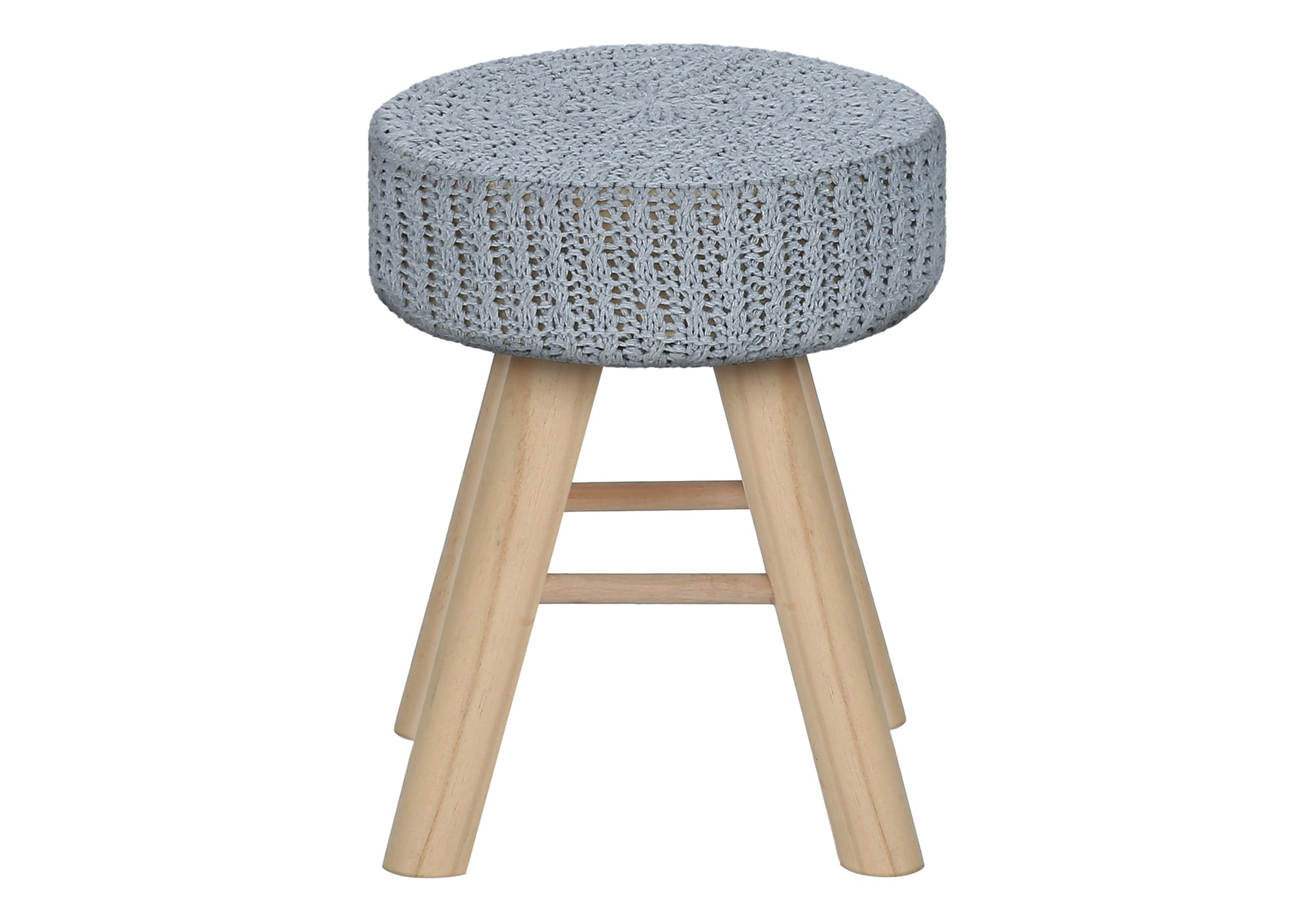 Ottoman Grey Knit Natural Wood Legs-Ottoman-DECOROLALA