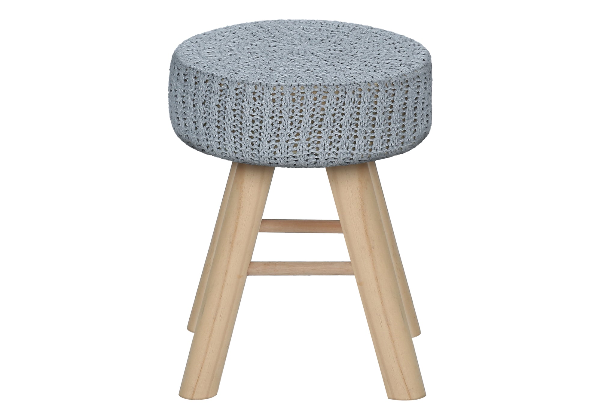 Ottoman Grey Knit Natural Wood Legs-Ottoman-DECOROLALA