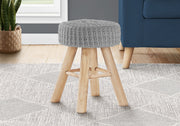 Ottoman Grey Knit Natural Wood Legs-Ottoman-DECOROLALA