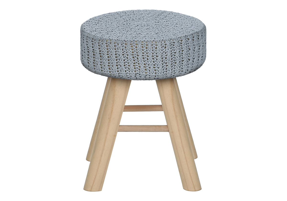 Ottoman Grey Knit Natural Wood Legs-Ottomans-DECOROLALA