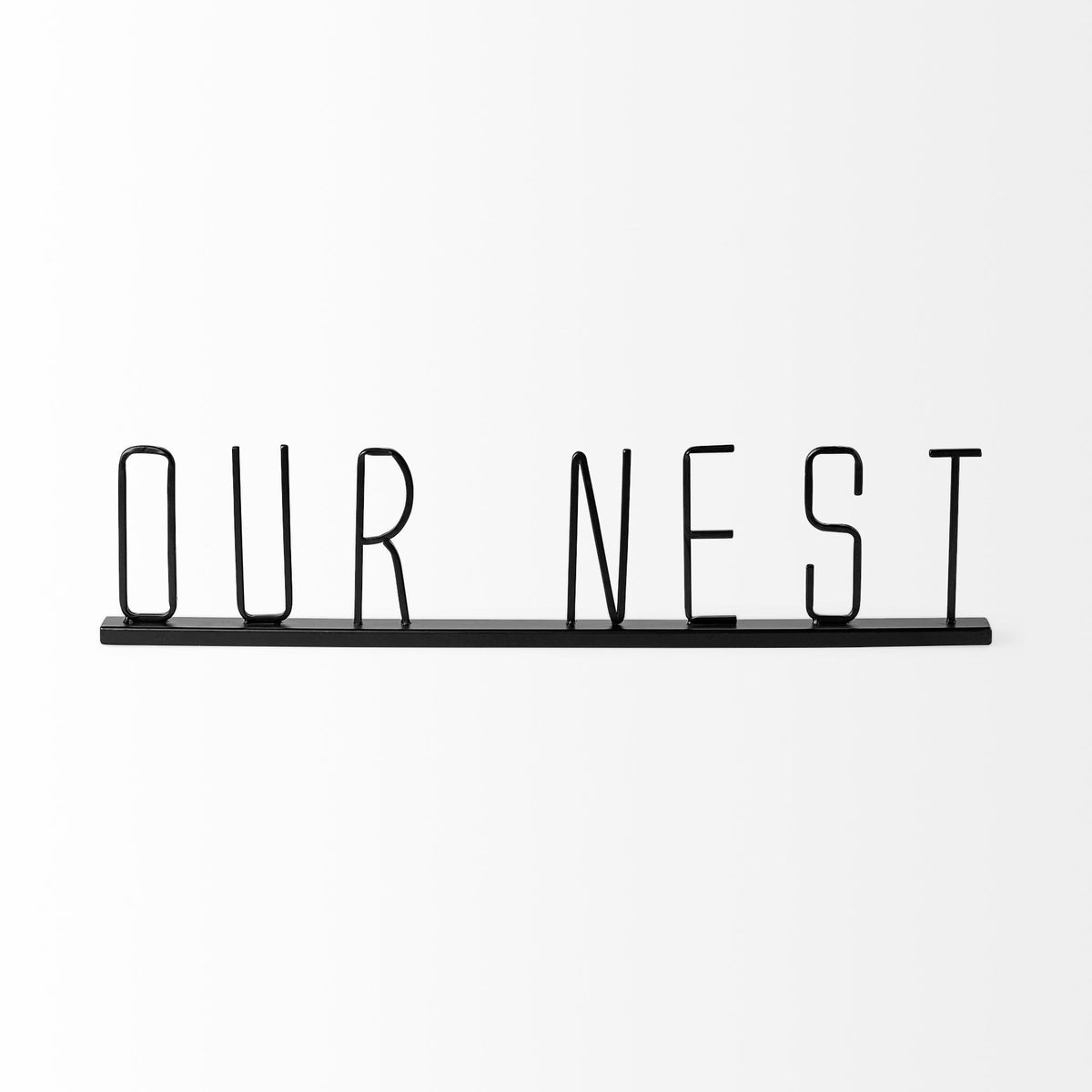 Our Nest Black Metal Sign - 24"L x 1"W-Objects-DECOROLALA