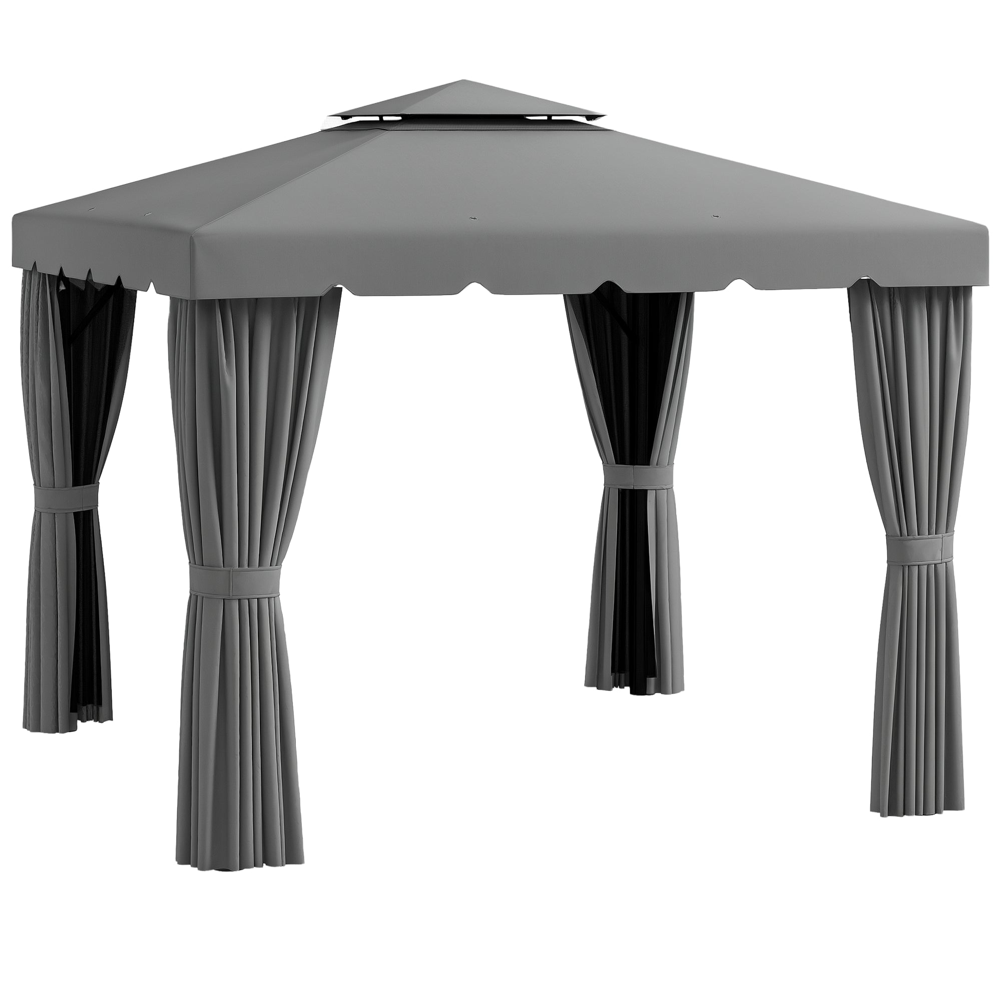 Outdoor 10' x 10' Patio Gazebo Tent, Light Grey, Sun Protection & Ventilation-DECOROLALA
