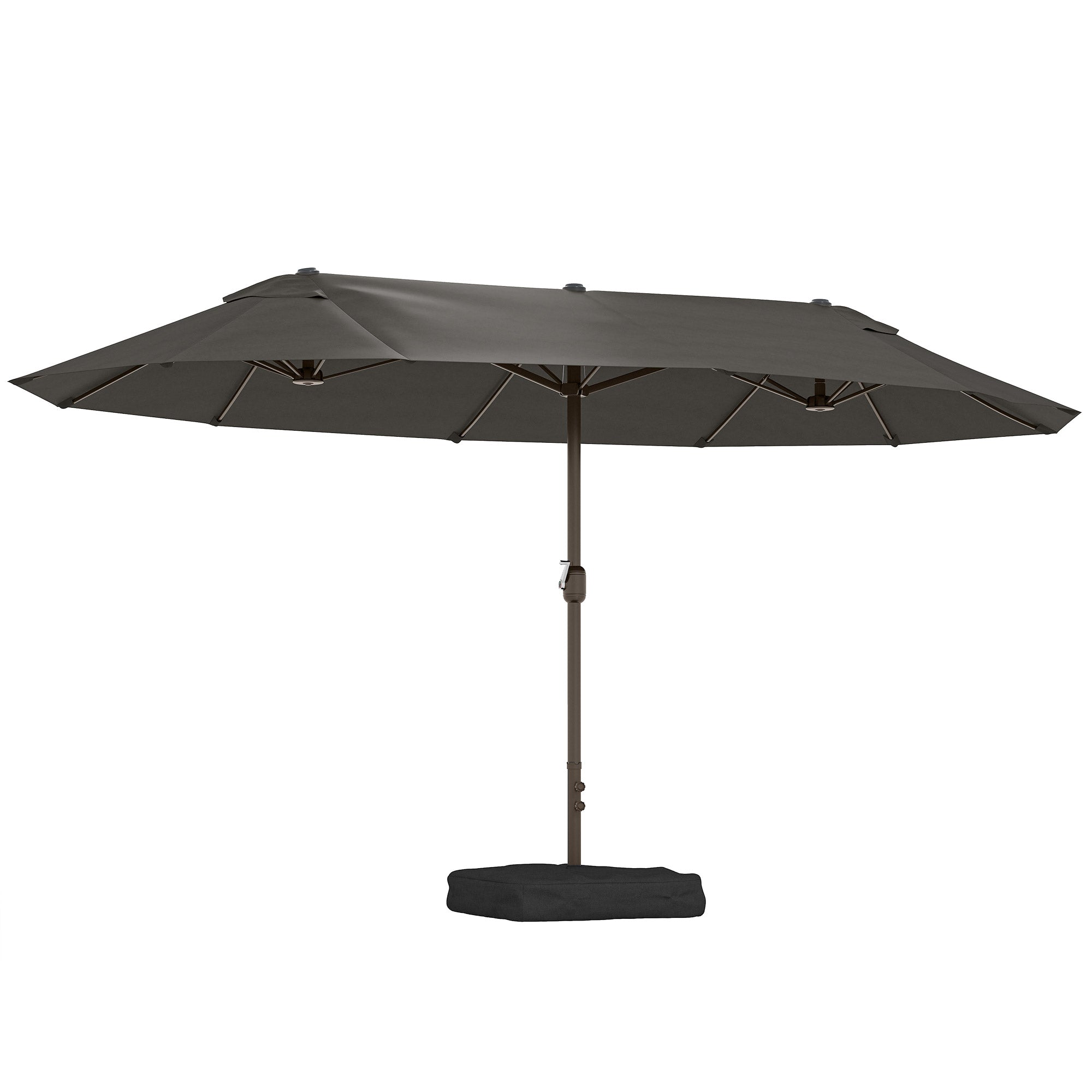 Outdoor 15' Patio Umbrella Sunshade with Lift Crank, Dark Grey-DECOROLALA