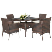 Outdoor 5 Pieces Dining Table Set with 1 Table and 4 Single Sofas-Patio Dining Sets-DECOROLALA