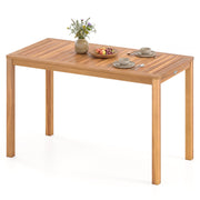 Outdoor Acacia Wood Dining Table with Slatted Tabletop for 4-6-Patio Dining Tables-DECOROLALA