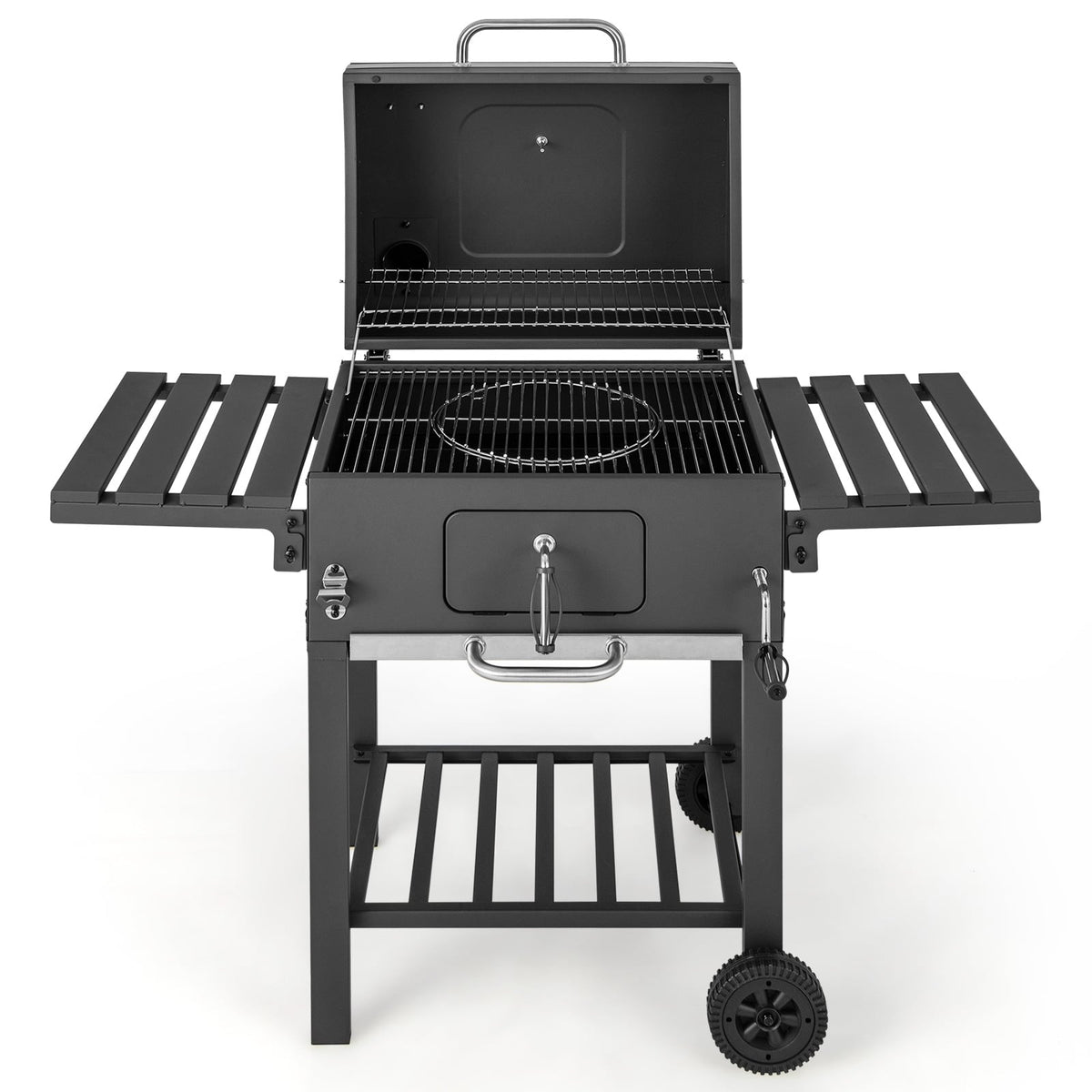 Outdoor BBQ Charcoal Grill with 2 Foldable Side Table and Wheels-Outdoor Grills-DECOROLALA