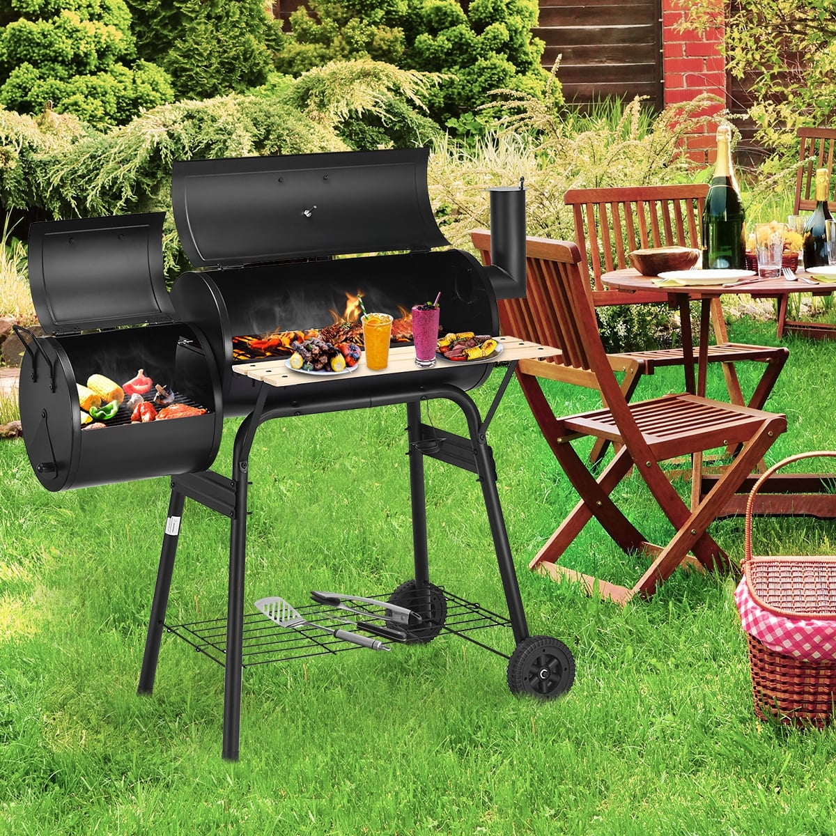 Outdoor BBQ Grill Barbecue Pit Patio Cooker-Outdoor Grills-DECOROLALA