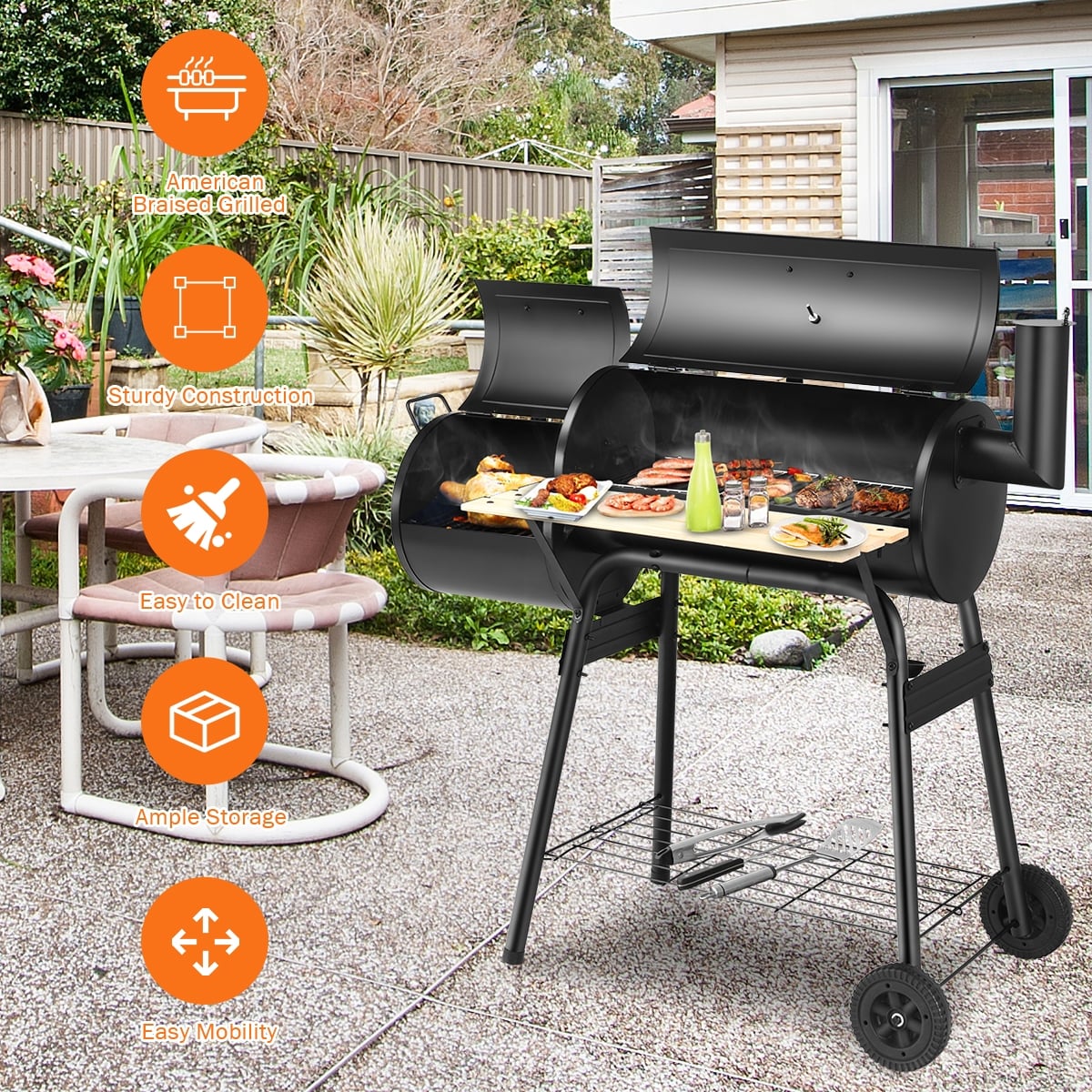 Outdoor BBQ Grill Barbecue Pit Patio Cooker-Outdoor Grills-DECOROLALA