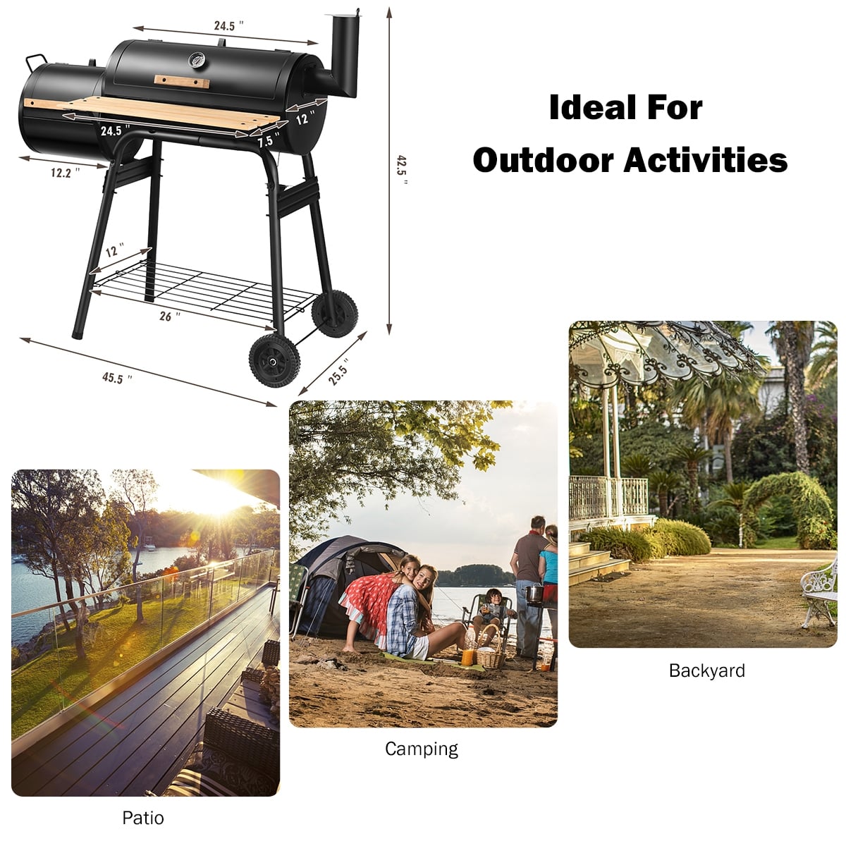 Outdoor BBQ Grill Barbecue Pit Patio Cooker-Outdoor Grills-DECOROLALA