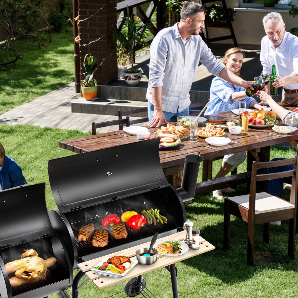 Outdoor BBQ Grill Barbecue Pit Patio Cooker-Outdoor Grills-DECOROLALA