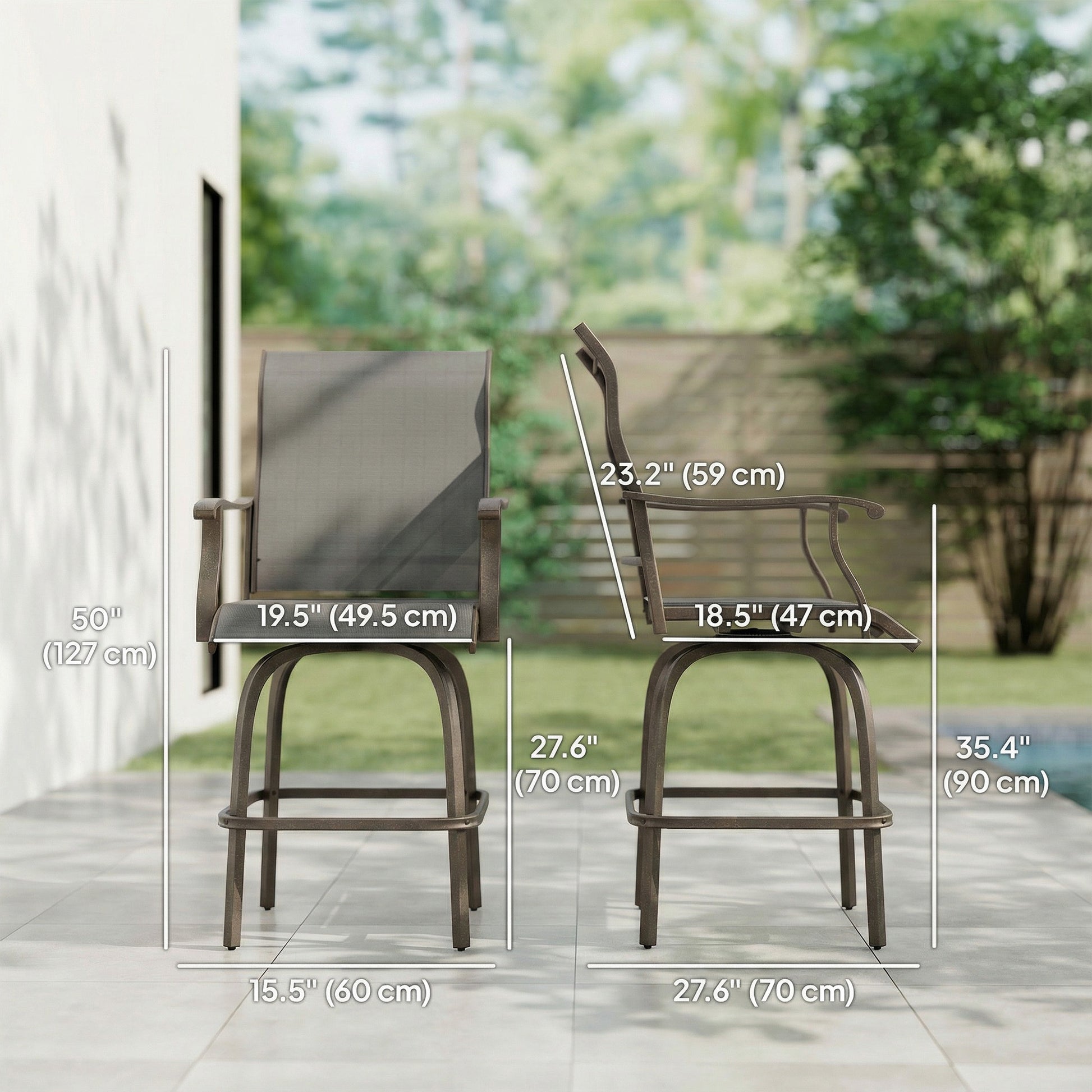Outdoor Bar Stools Set of 2 - Black Swivel-DECOROLALA