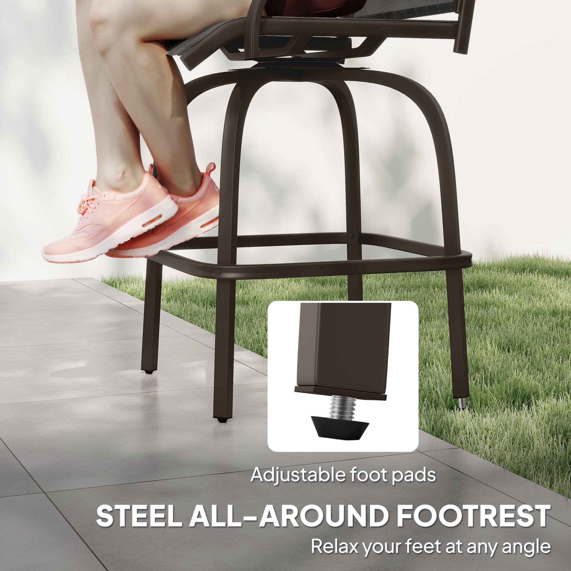 Outdoor Bar Stools Set of 2 - Black Swivel-DECOROLALA