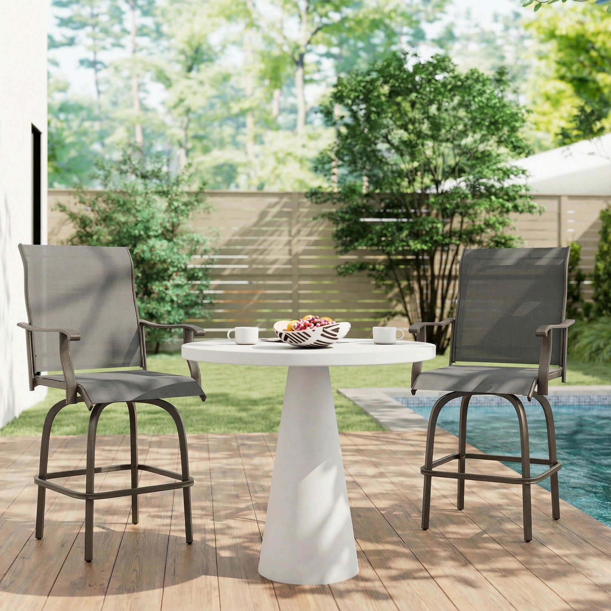 Outdoor Bar Stools Set of 2 - Black Swivel-DECOROLALA