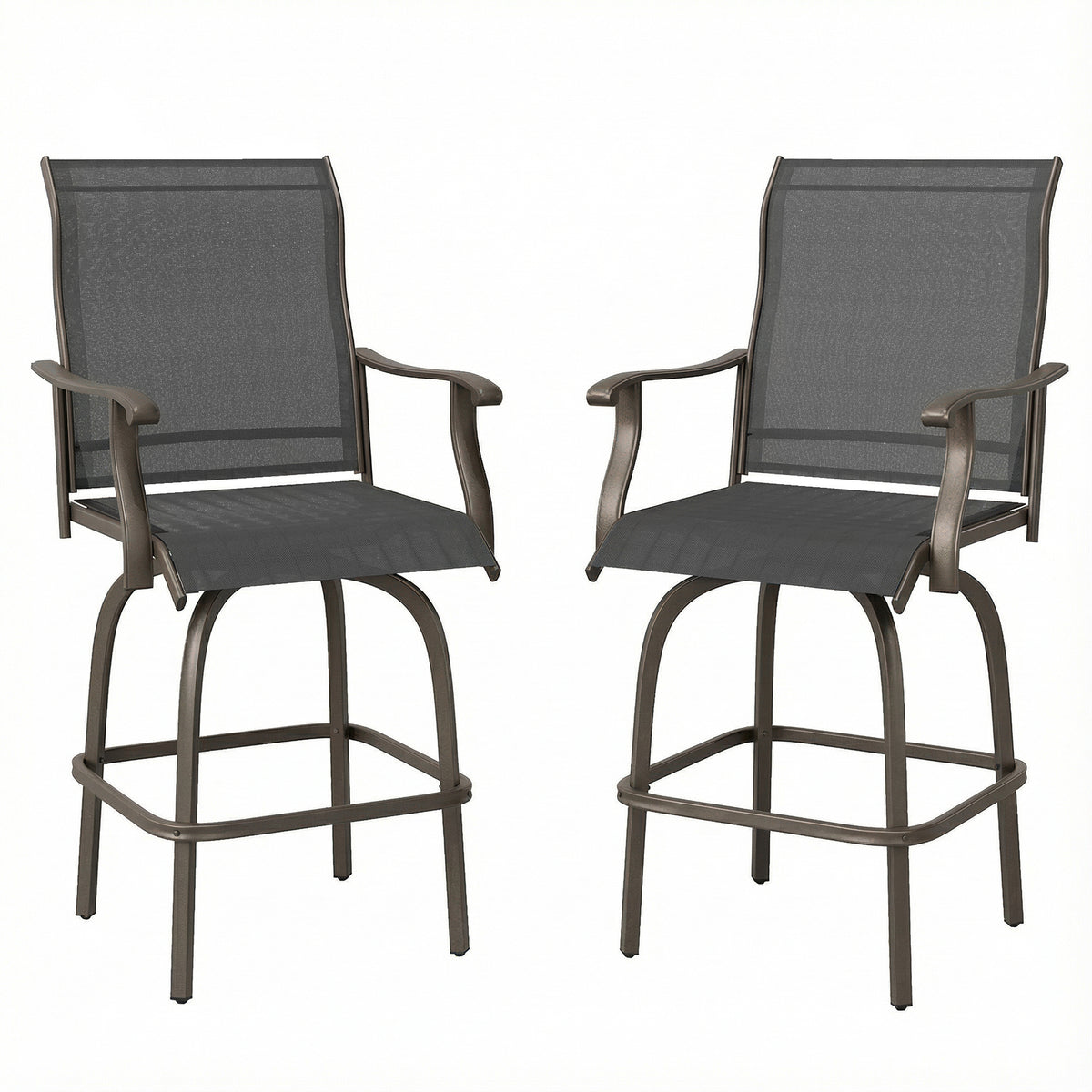Outdoor Bar Stools Set of 2 - Black Swivel-Bar Stools-DECOROLALA